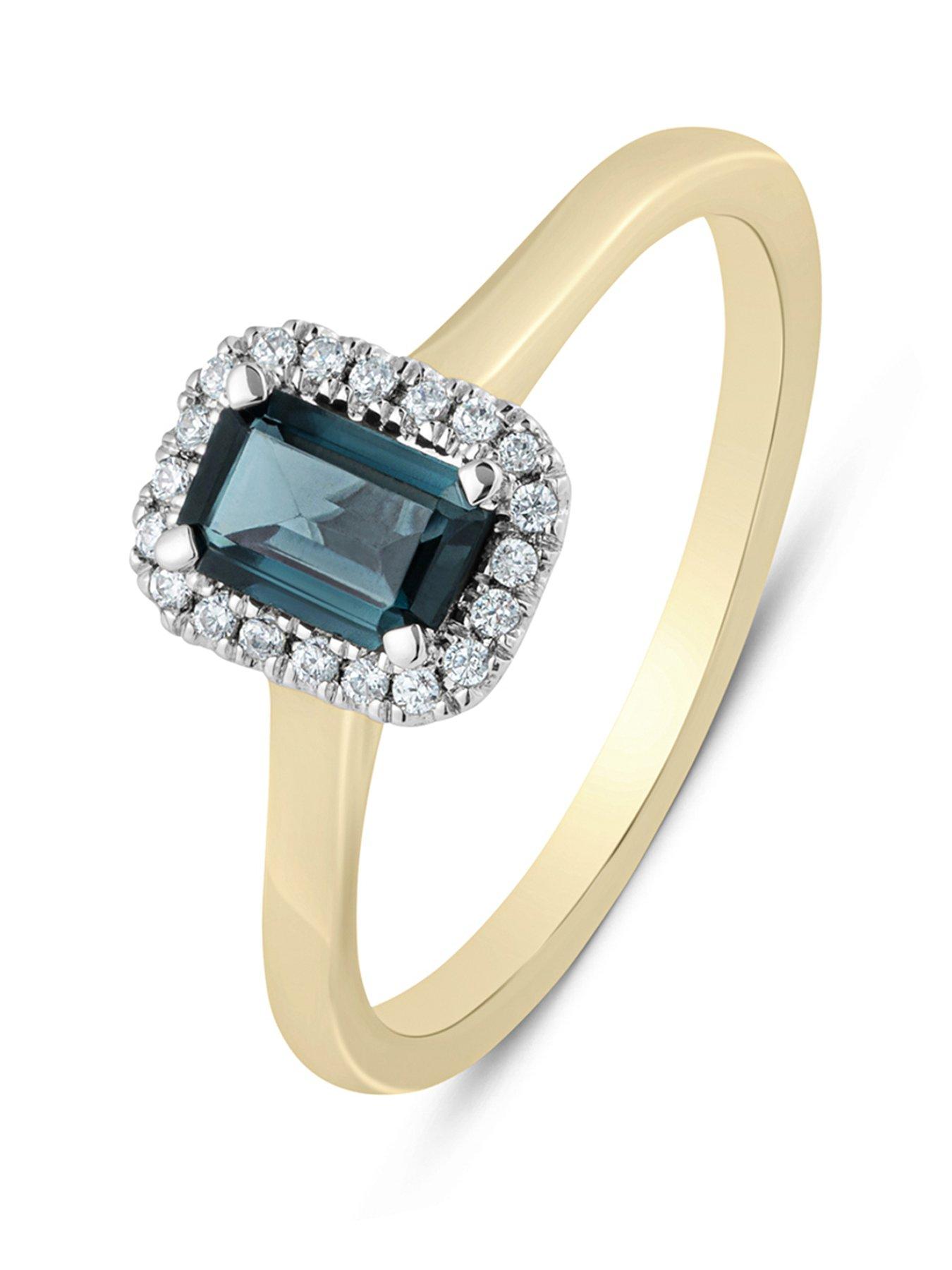 Love DIAMOND London Blue Topaz Diamond Halo Ring