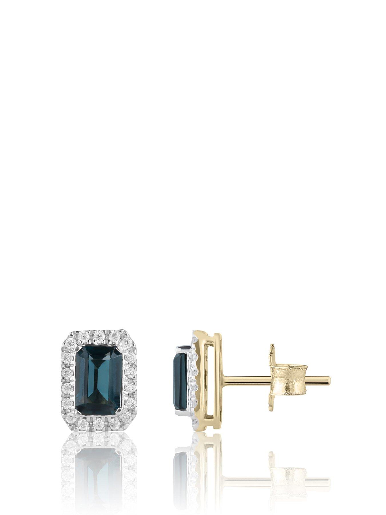 Love DIAMOND London Blue Topaz Diamond Halo Earrings