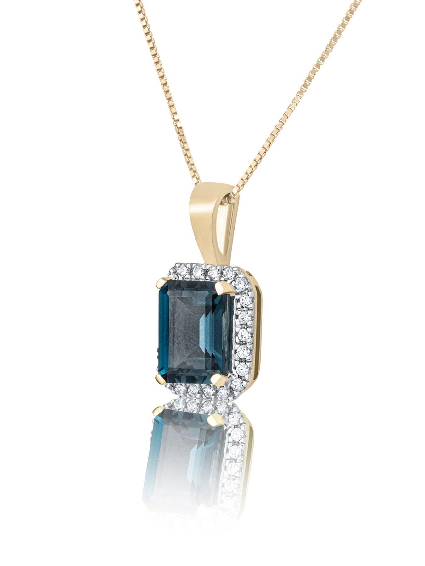  image of love-diamond-london-blue-topaz-diamond-halo-necklace