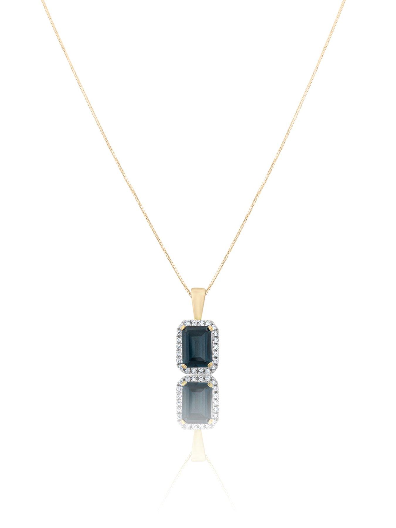  image of love-diamond-london-blue-topaz-diamond-halo-necklace