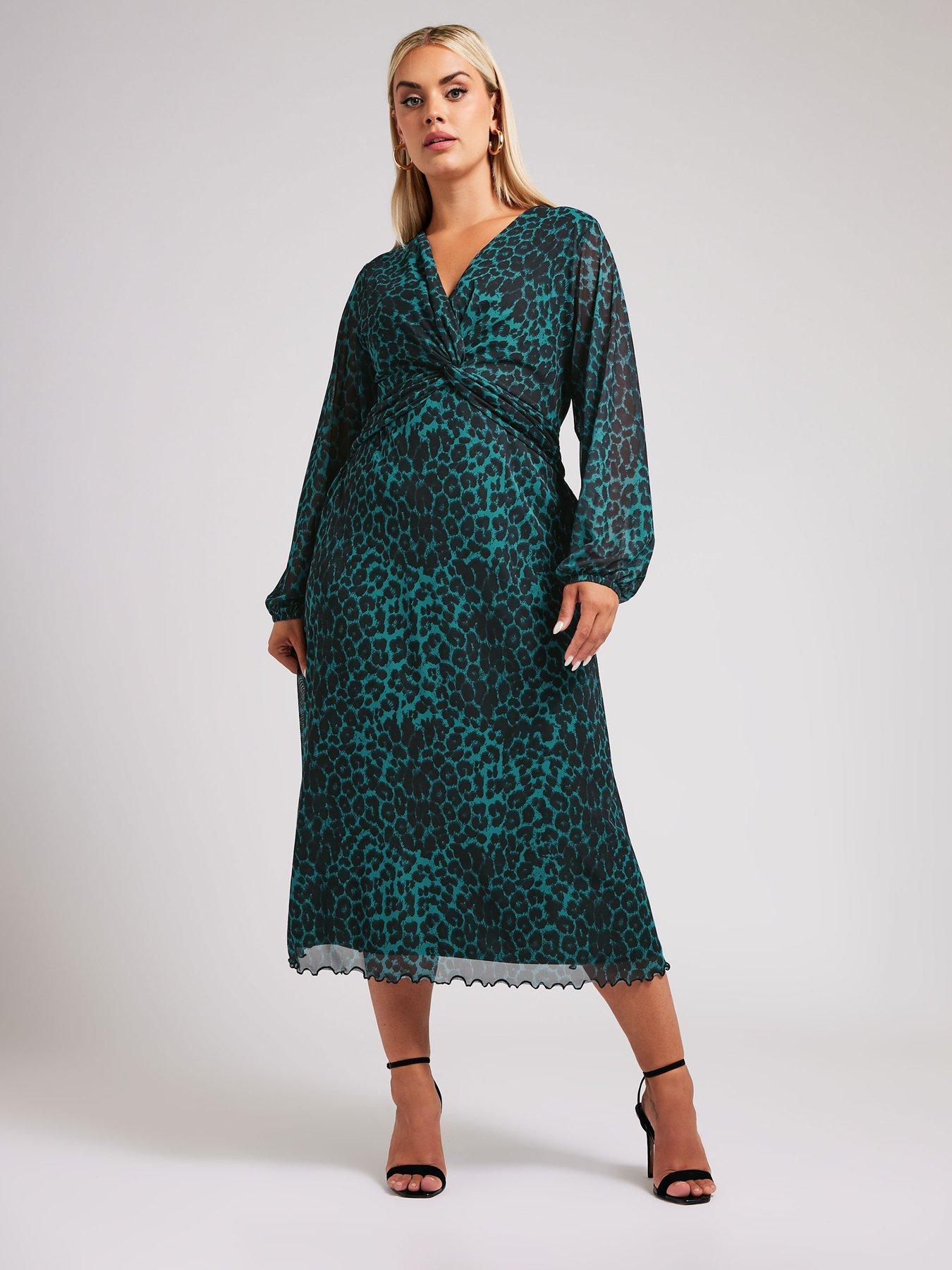 undefined Curve Twist Front Mesh Maxi Dress