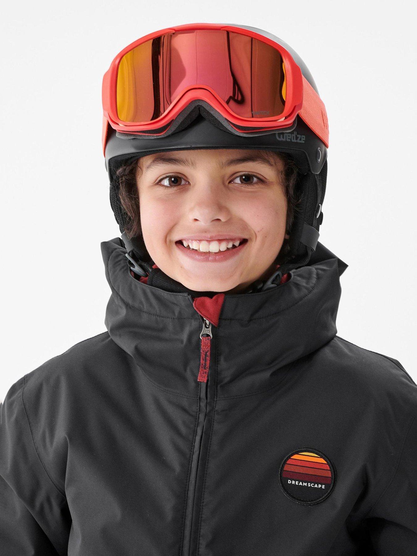  image of decathlon-boys-100-snowboard-jacket--nbspblackgrey