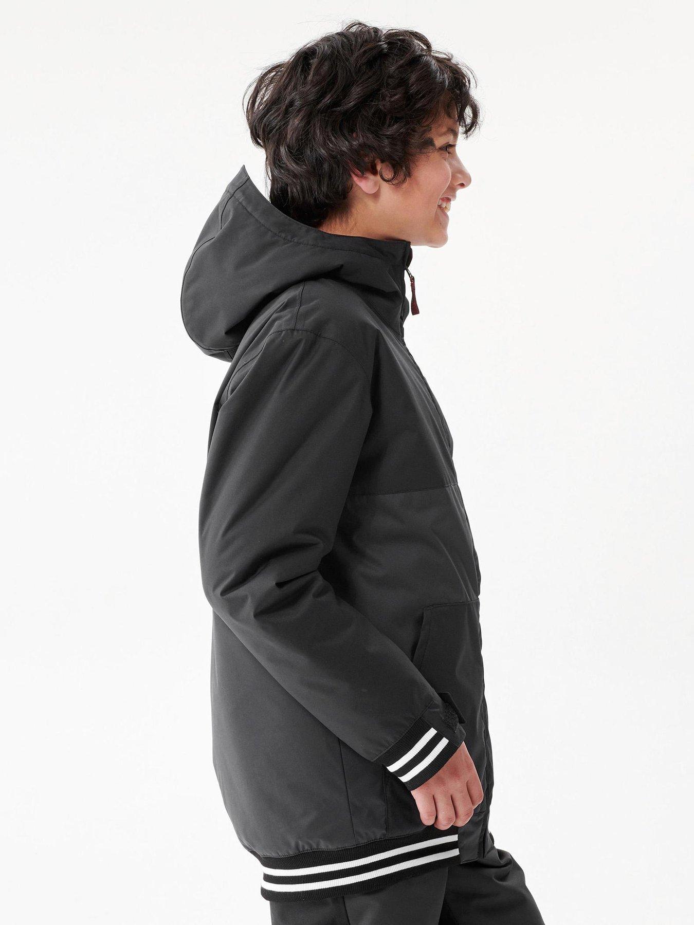  image of decathlon-boys-100-snowboard-jacket--nbspblackgrey