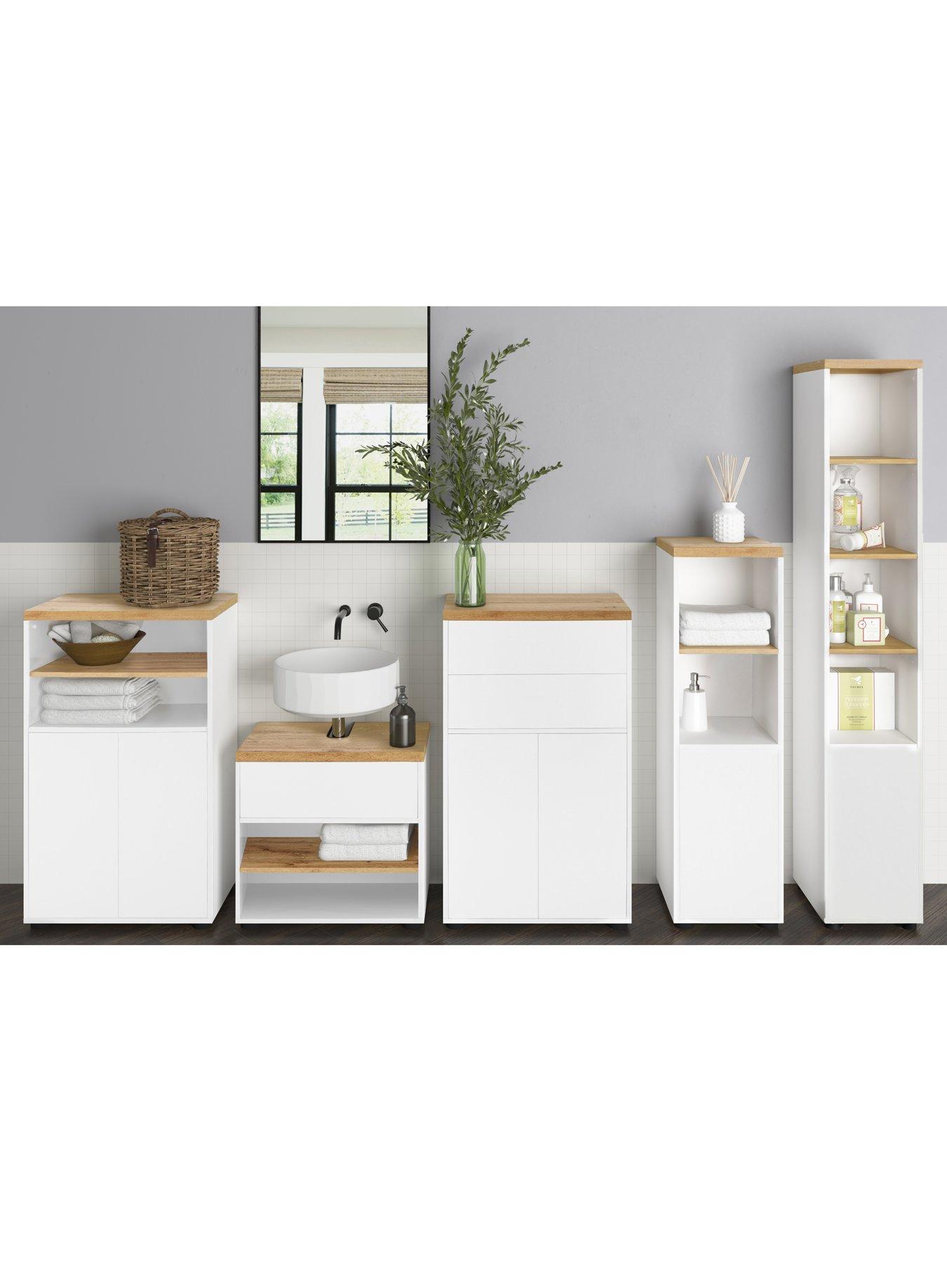  image of dorel-home-thessa-bathroom-storage-cabinet-whiteoak