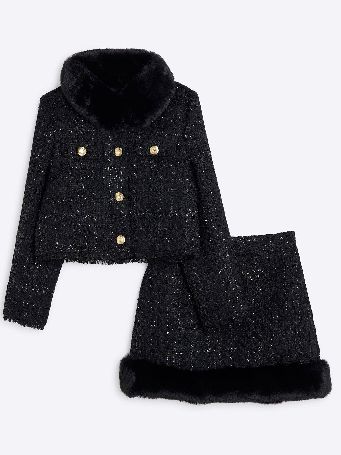 undefined Boucle Military Jacket Set - Black