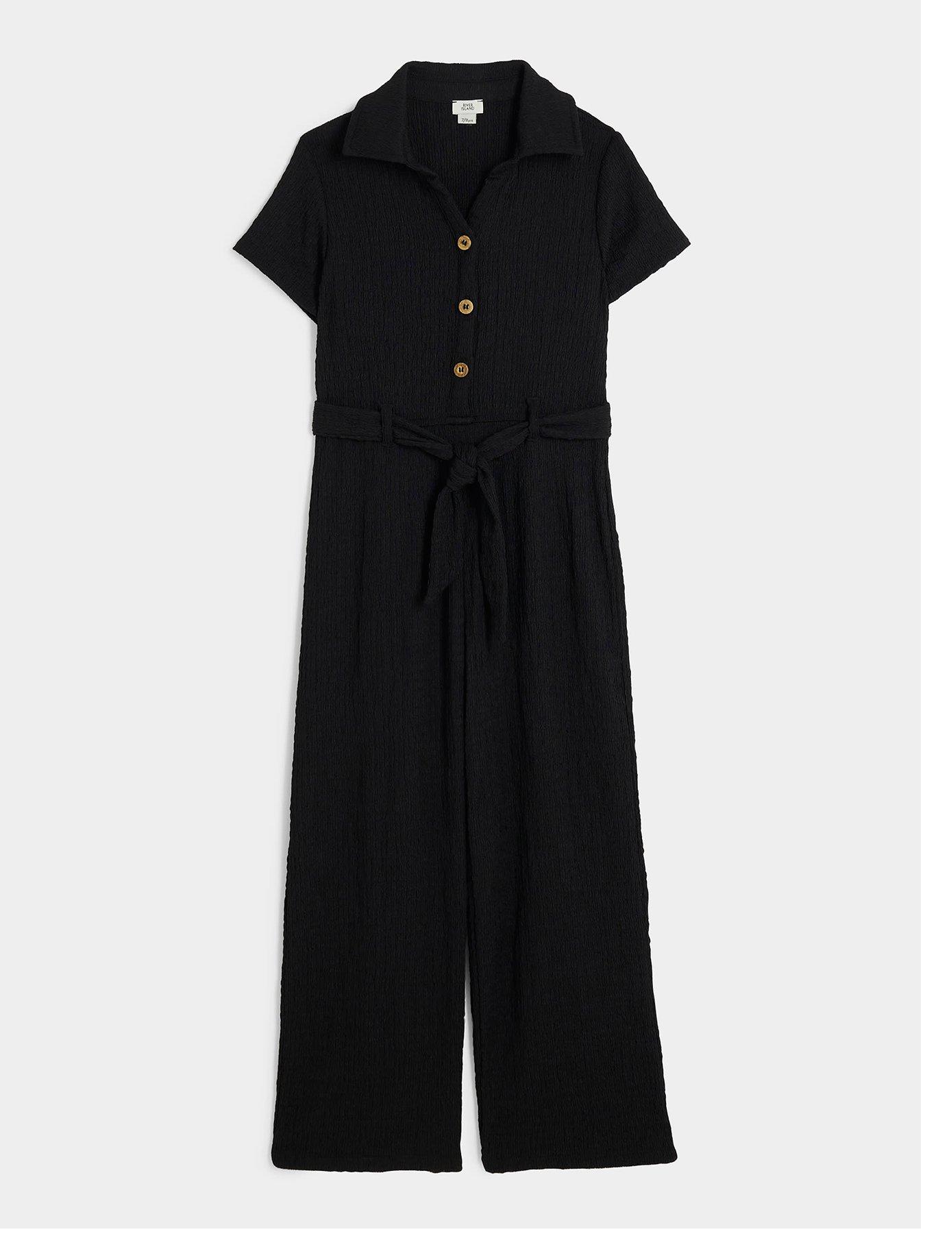 River Island Girls Dot Frill Jumpsuit Black littlewoods