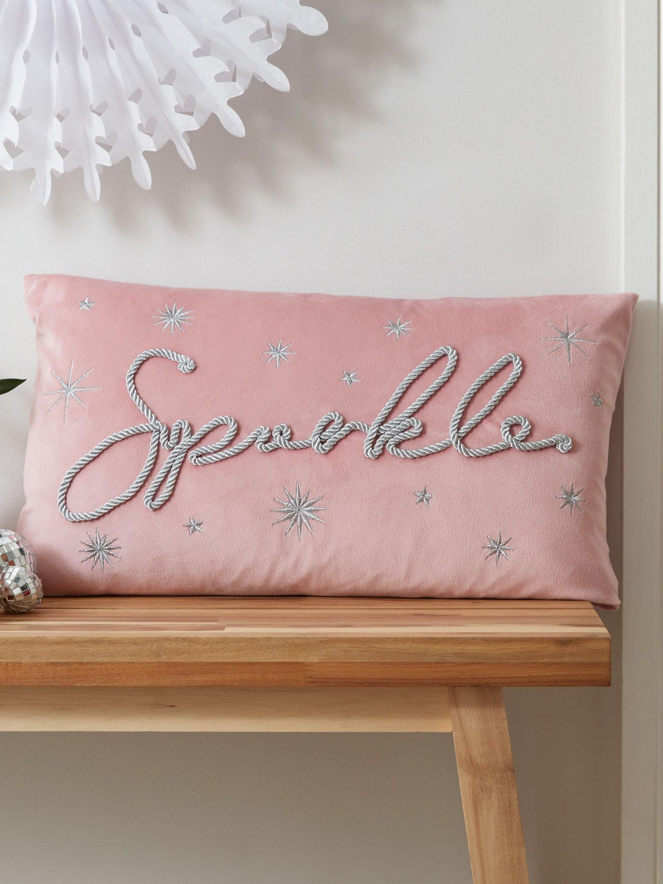undefined Sparkle Filled Christmas Cushion 30 X 50Cm- Pink