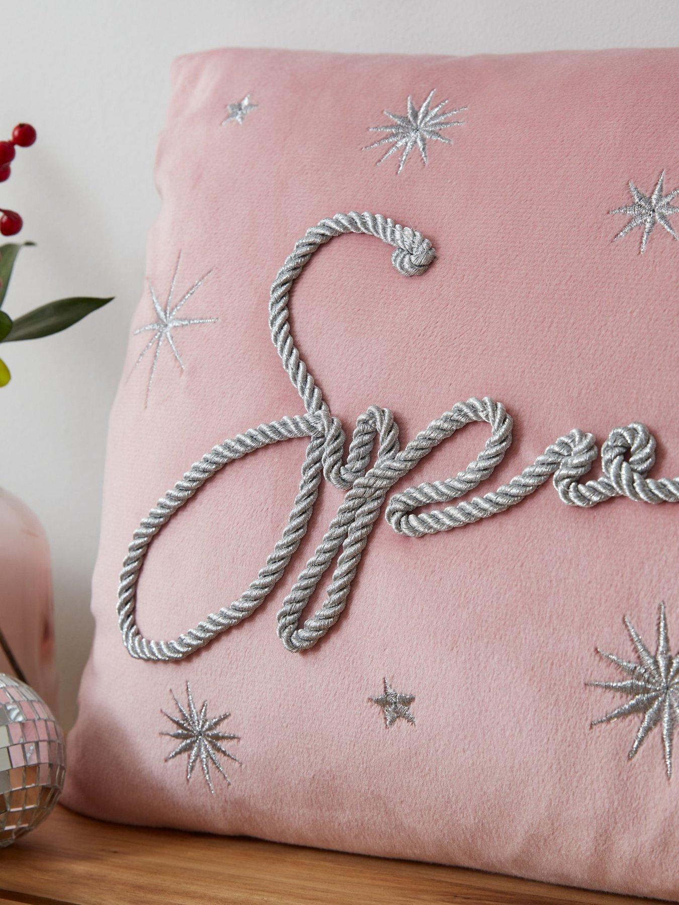 Image 3 of 3 of Catherine Lansfield Sparkle Filled Christmas Cushion 30 X 50Cm- Pink