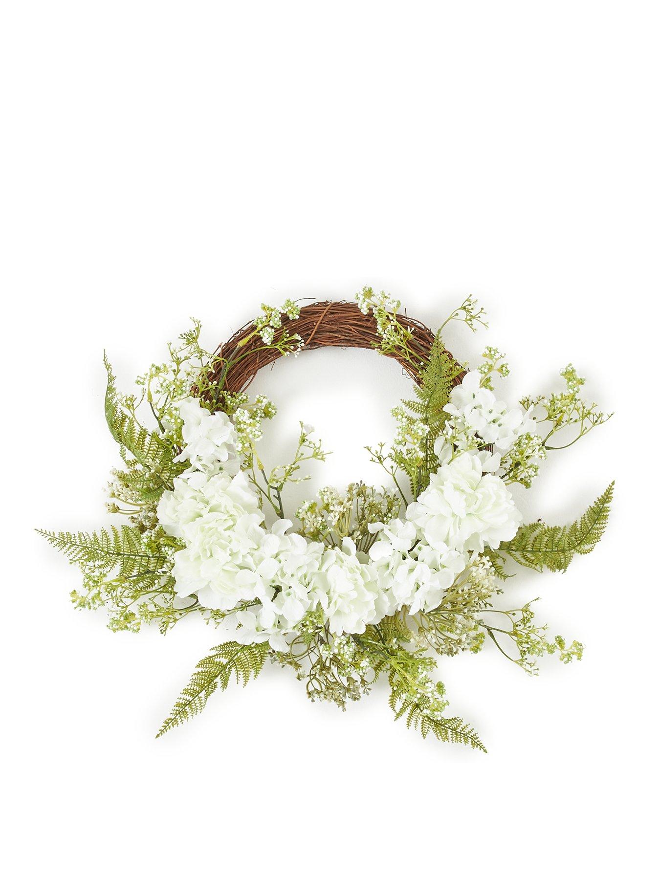 Image 2 of 4 of The Very Collection Rattan Wreath with Peonies and Ferns (60cm)
