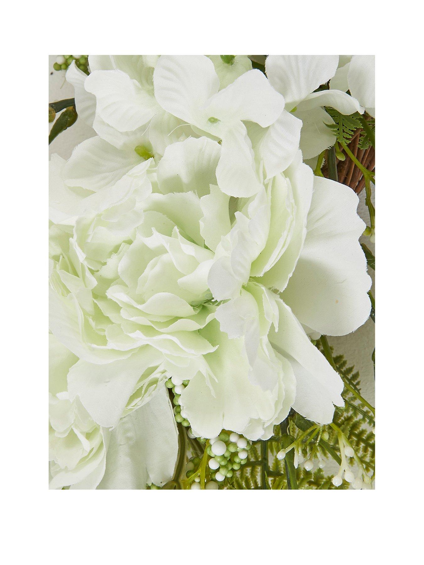 Image 3 of 4 of The Very Collection Rattan Wreath with Peonies and Ferns (60cm)