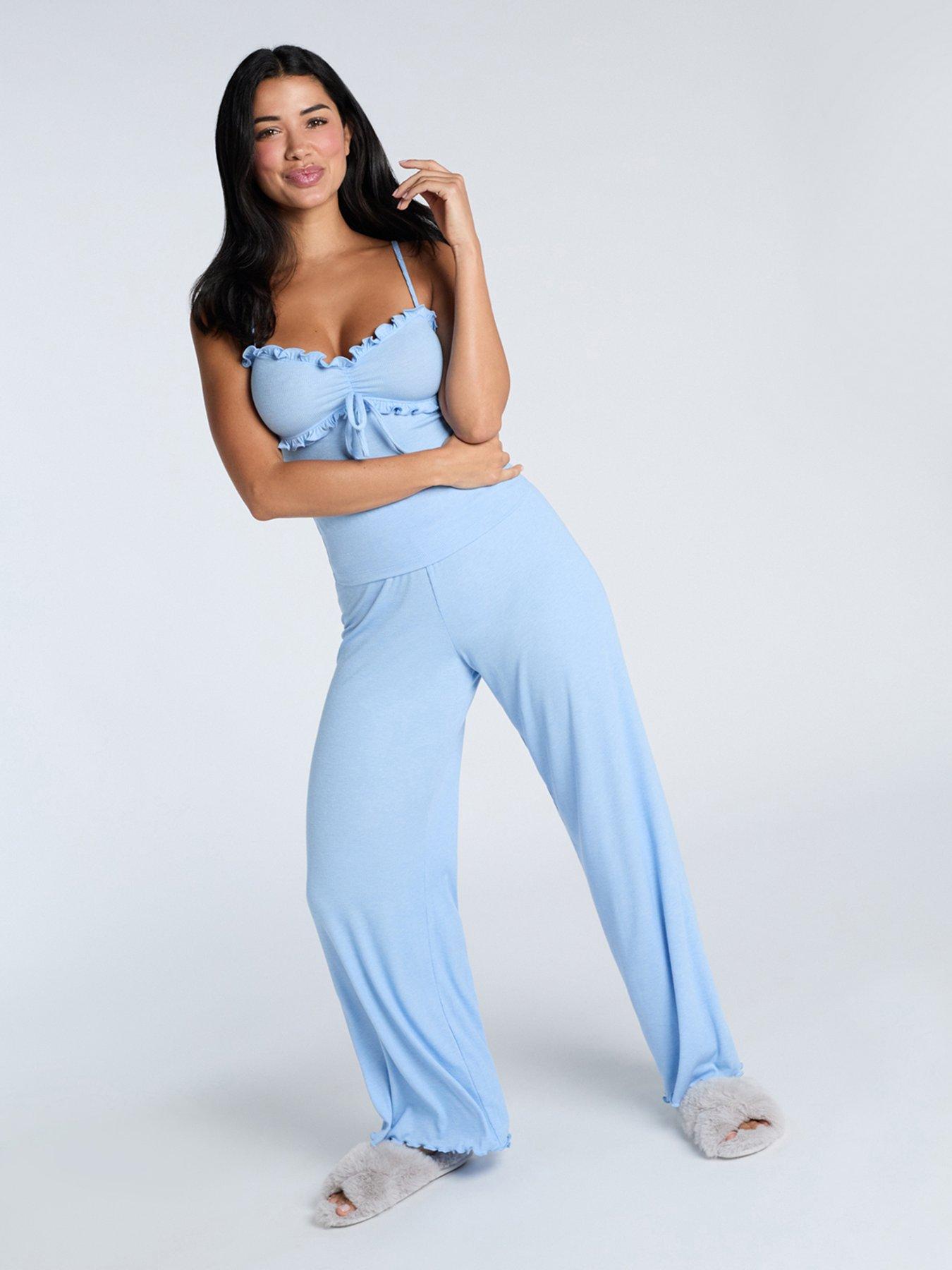 boux-avenue-ribbed-frill-pj-cami-amp-pant-set-blue