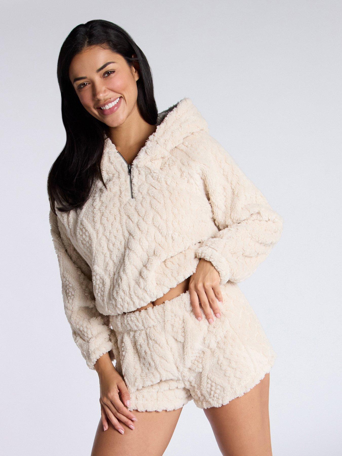 undefined Cable Hoodie  &  Short Pj Set - Oatmeal