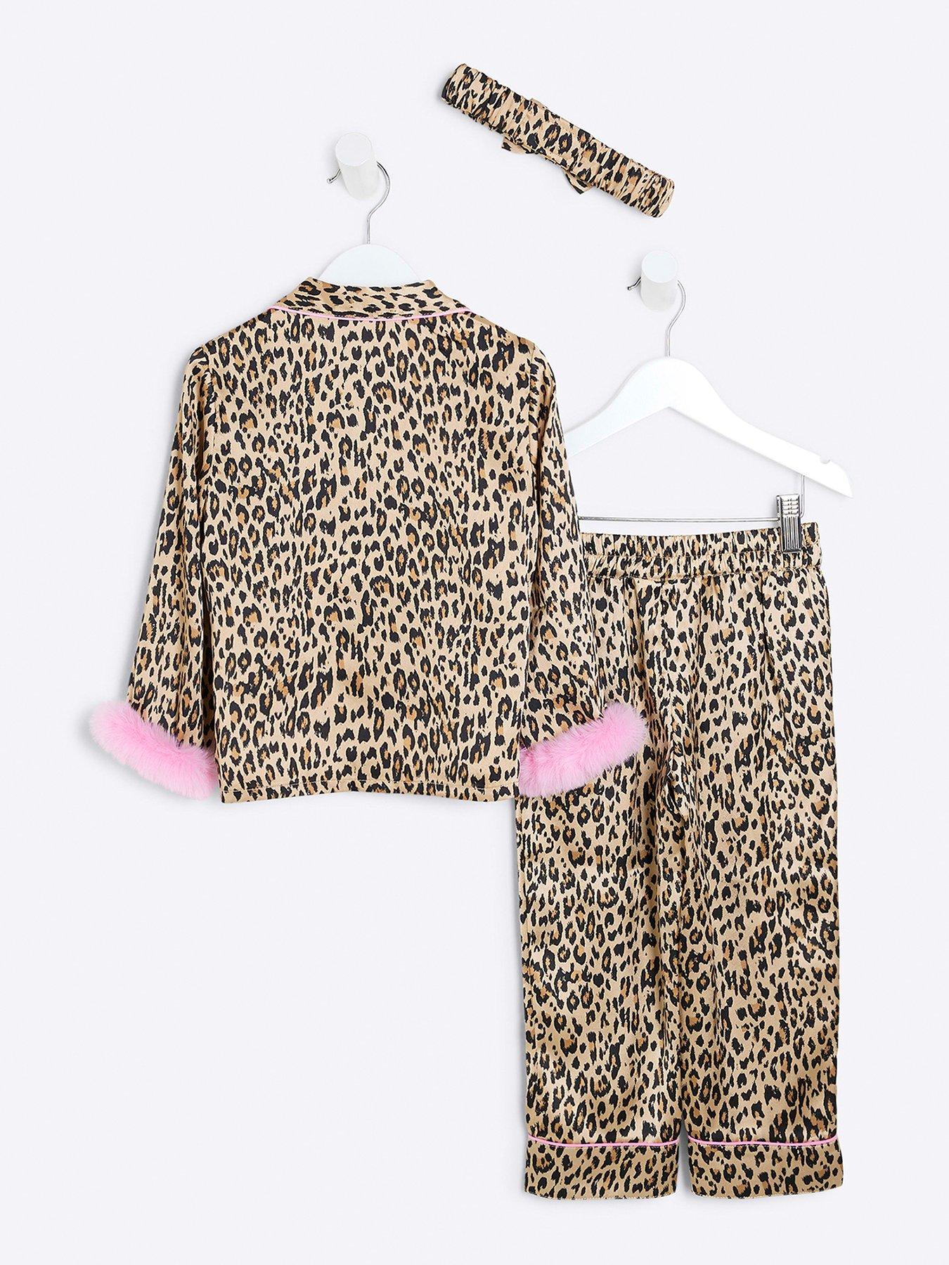 Mini Girl Faux Fur Leopard Pyjamas Brown