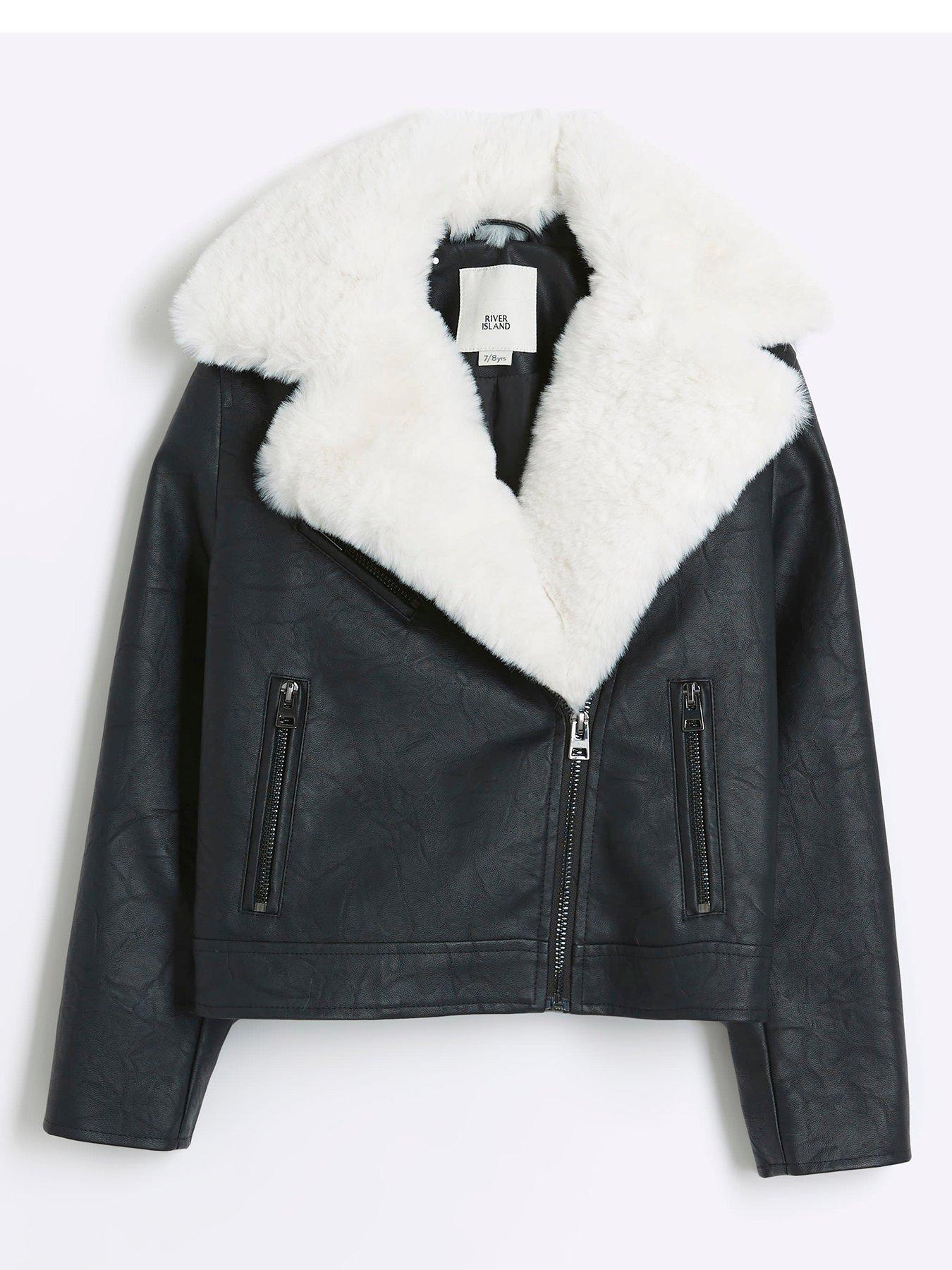 undefined Older Girl Faux Leather Biker Jacket - Black