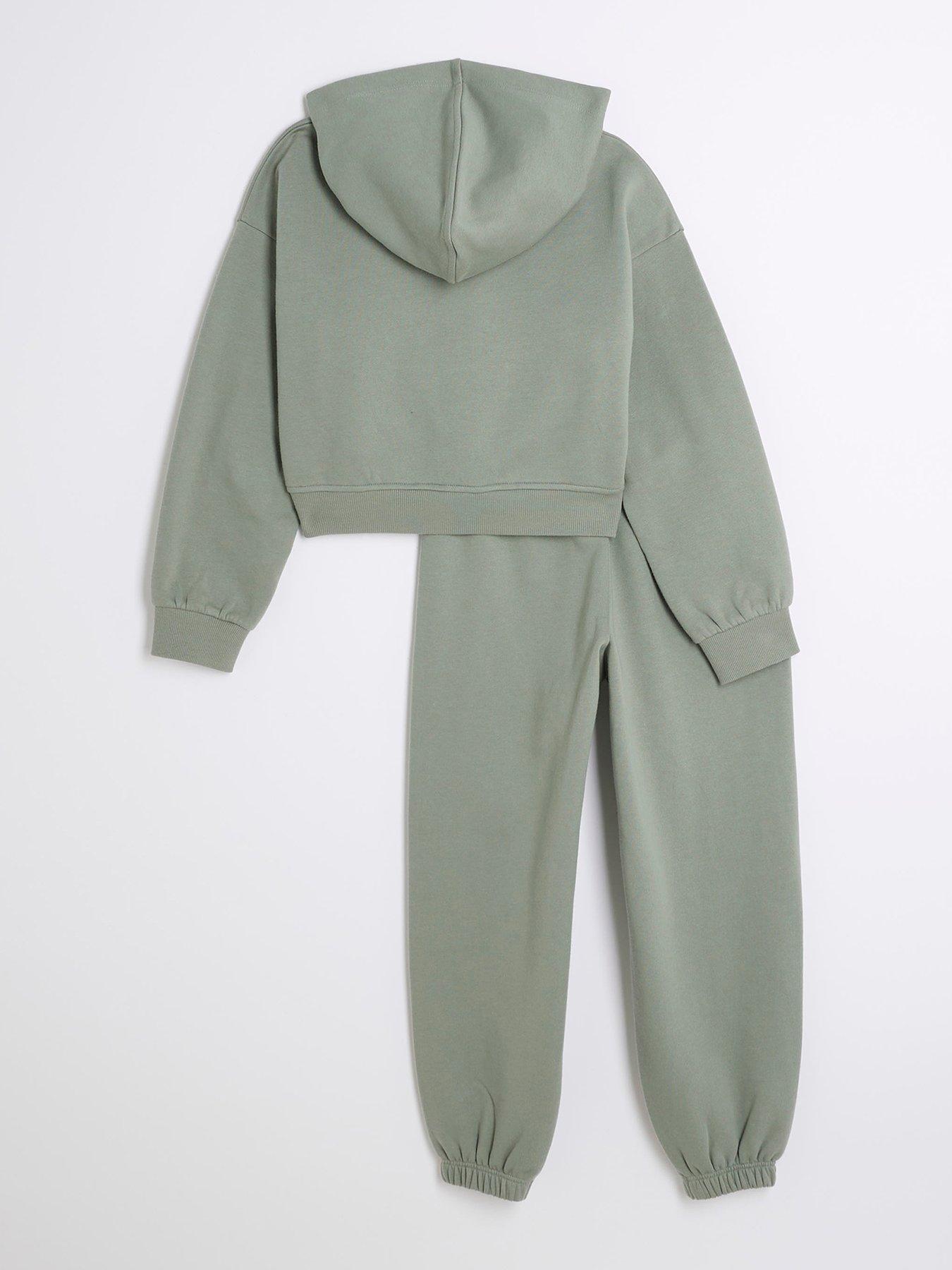  image of river-island-girls-fearless-hoodie-and-joggers-set-khaki
