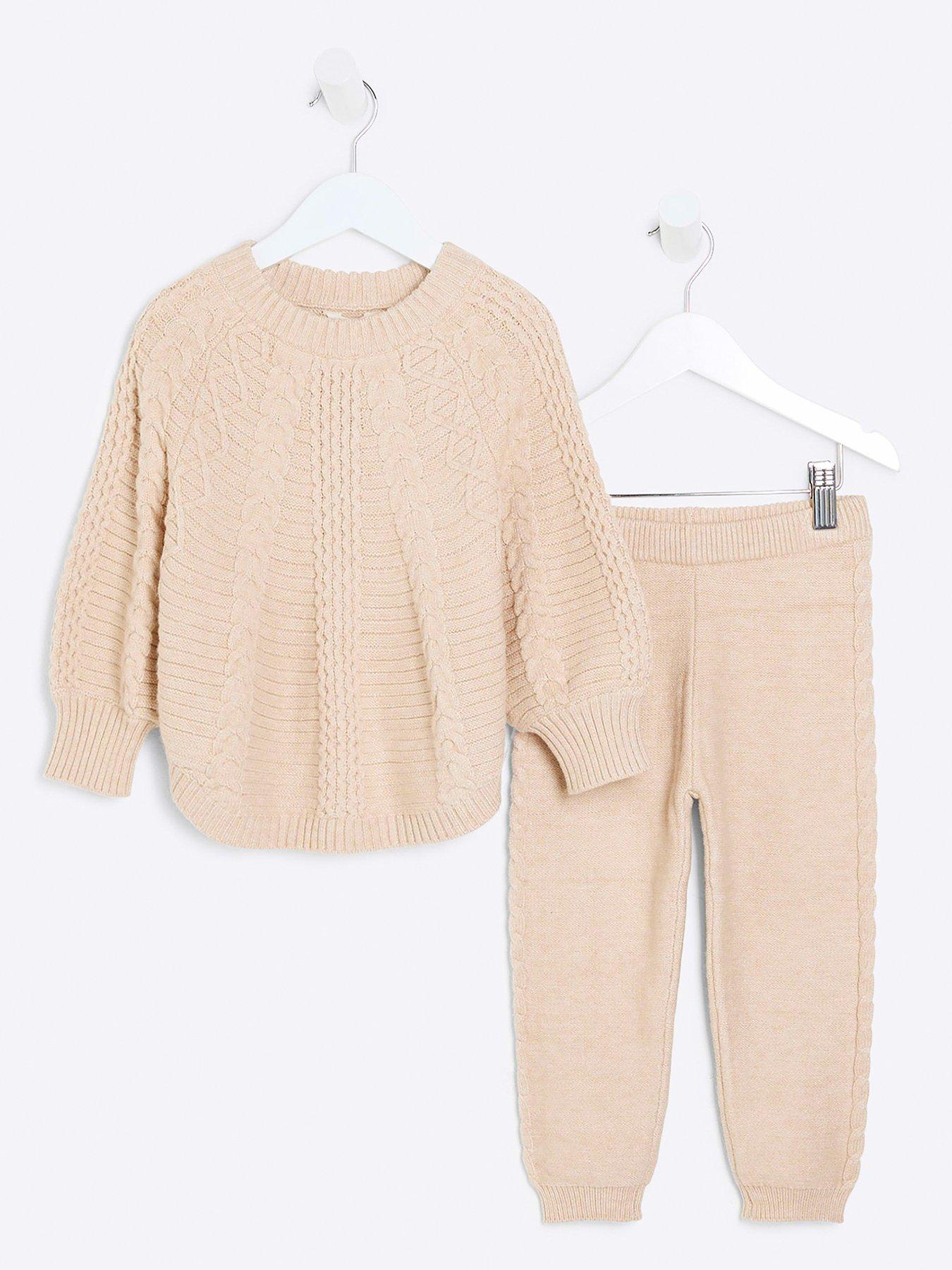  image of river-island-mini-knitted-poncho-set-cream