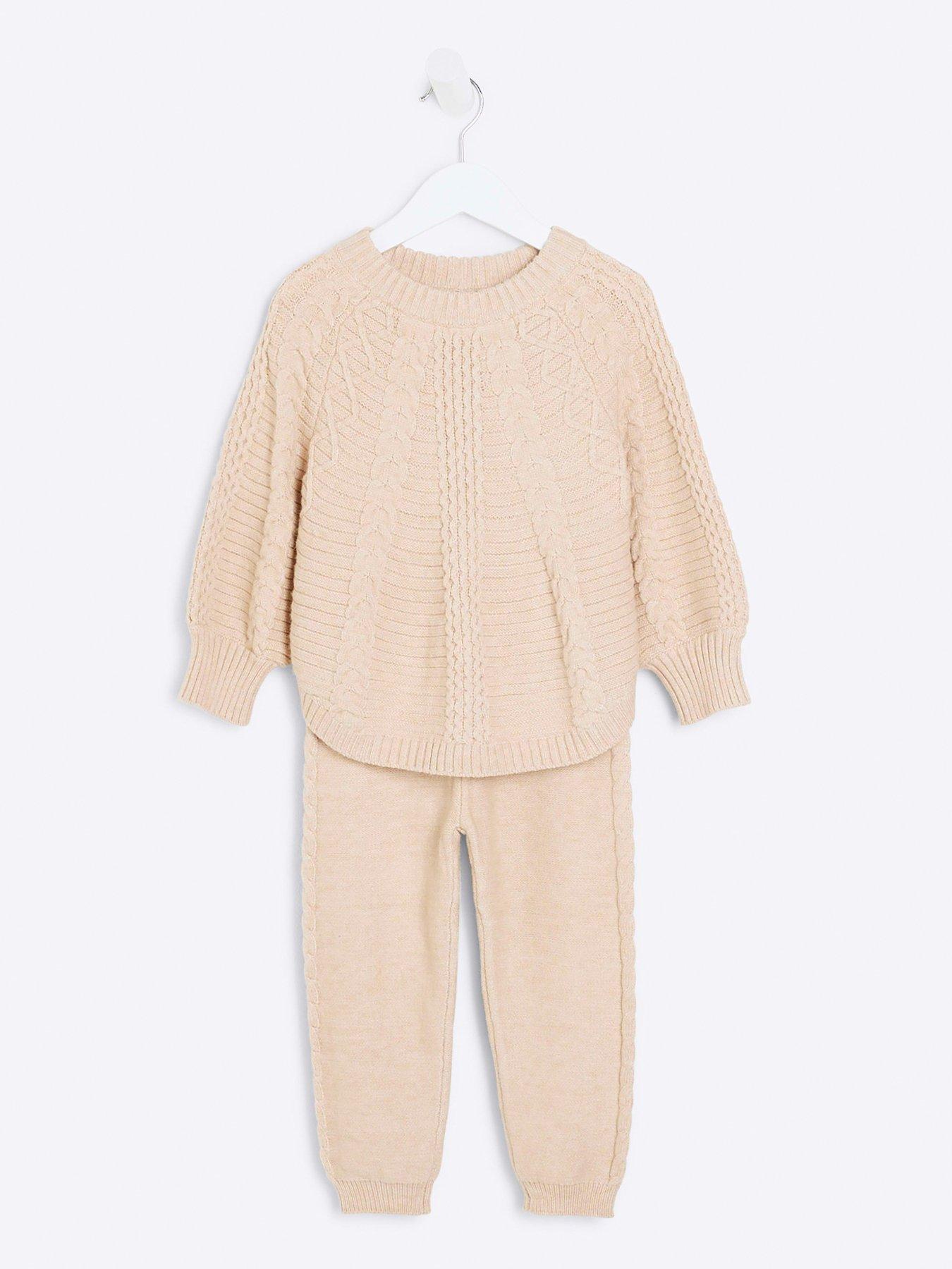  image of river-island-mini-knitted-poncho-set-cream