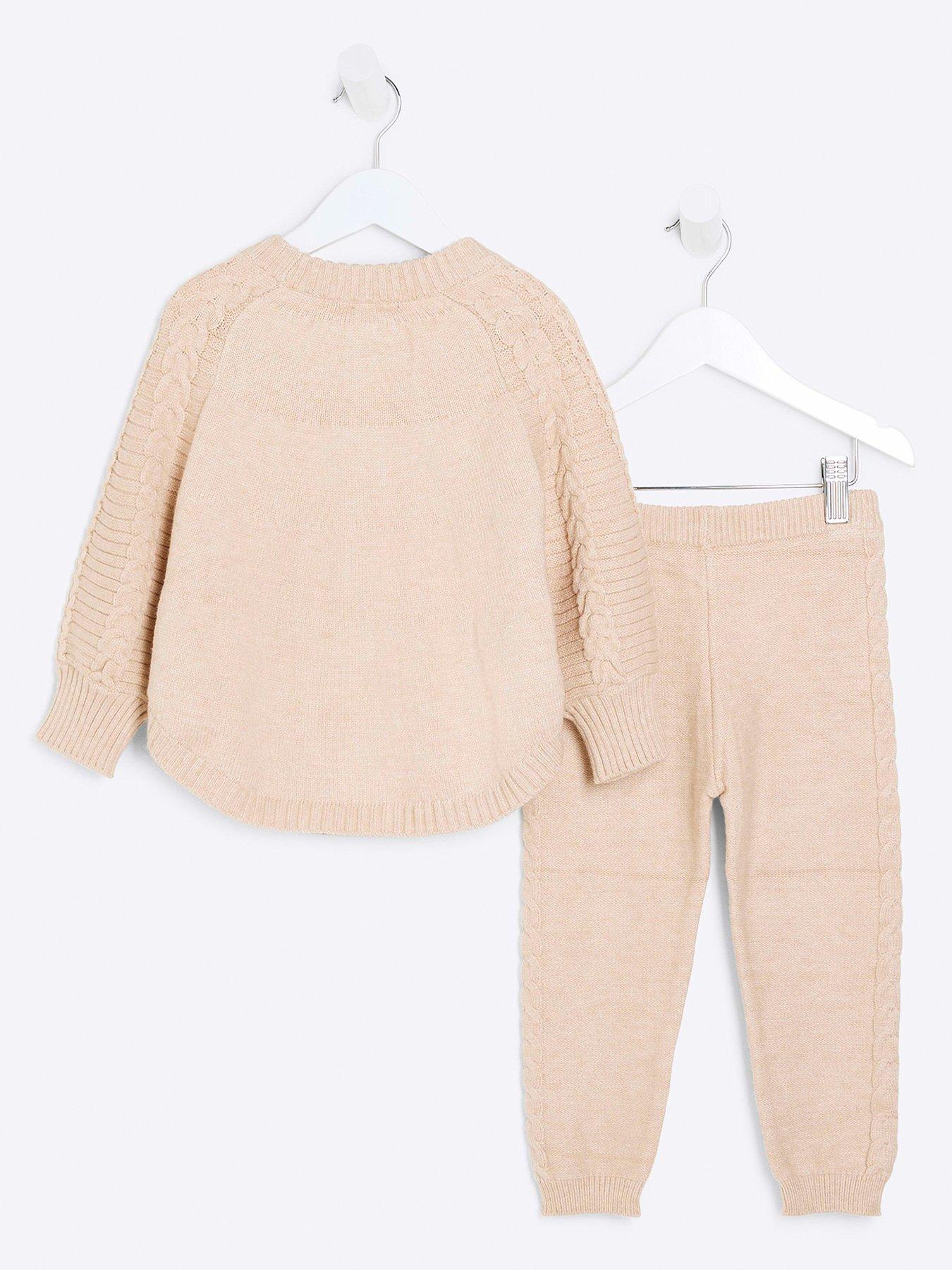  image of river-island-mini-knitted-poncho-set-cream