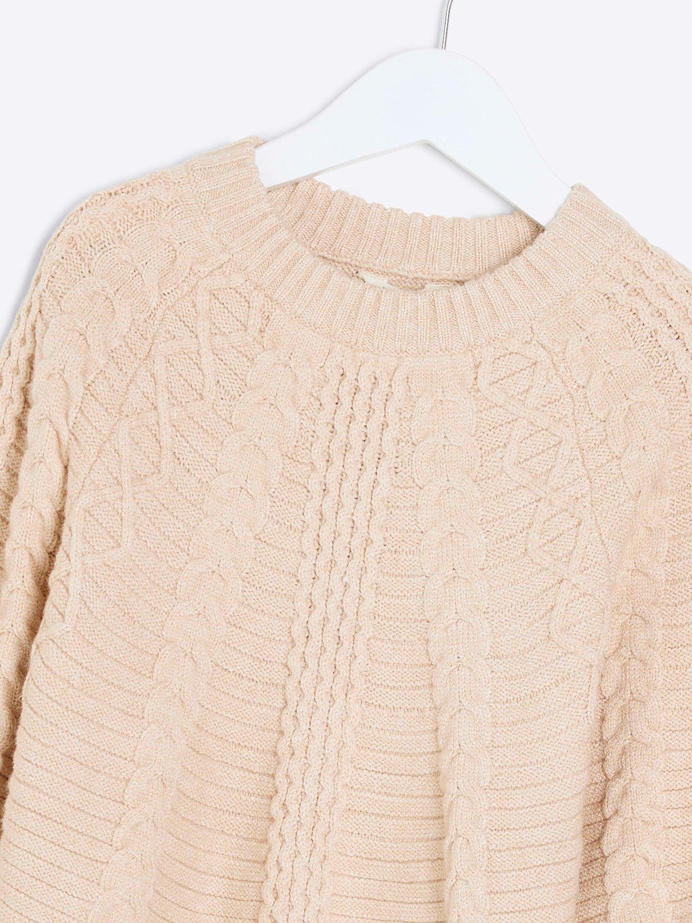  image of river-island-mini-knitted-poncho-set-cream