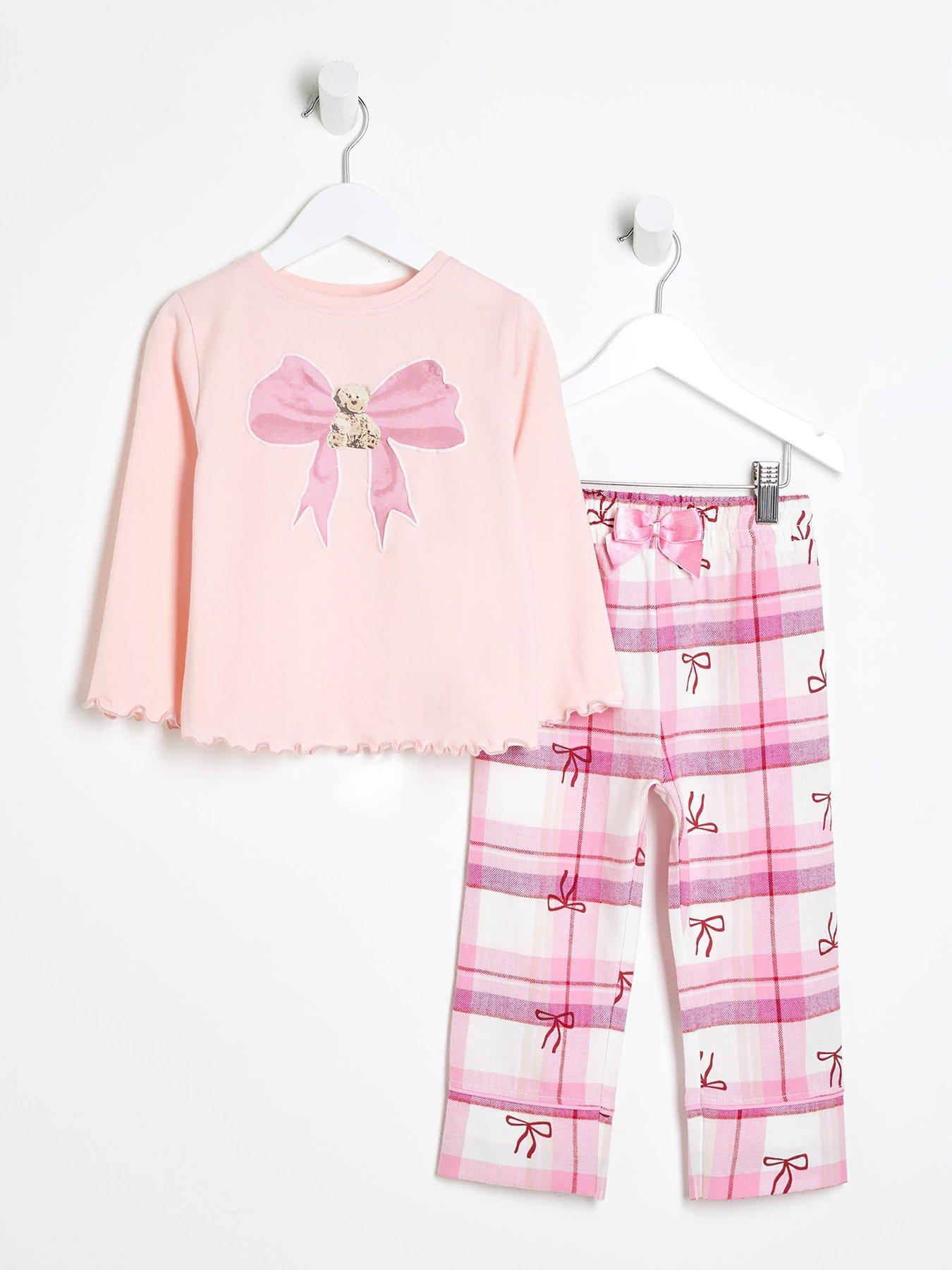 river-island-mini-girls-teddy-bow-pyjama-set-pink