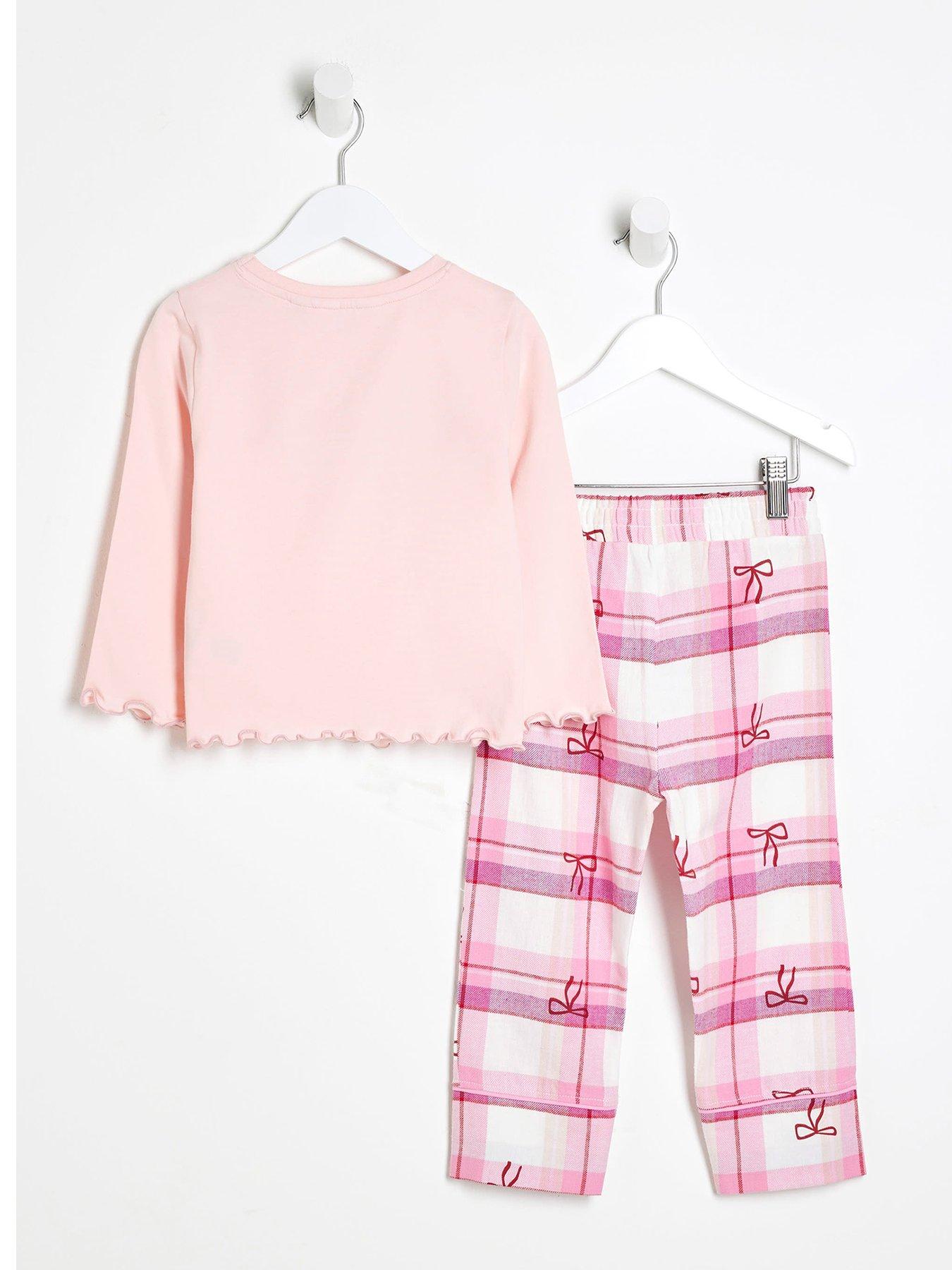 Image 3 of 5 of River Island Mini Girls Teddy Bow Pyjama Set - Pink