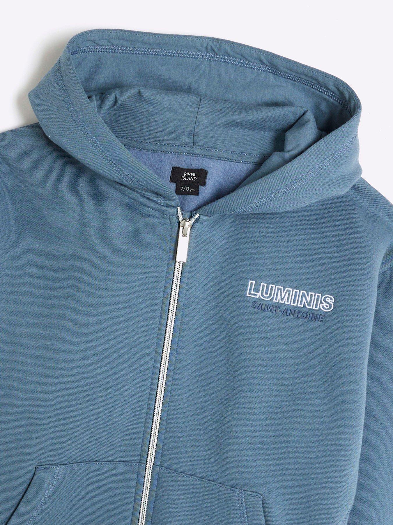 image of river-island-boys-luminis-zip-through-hoodie-set-blue