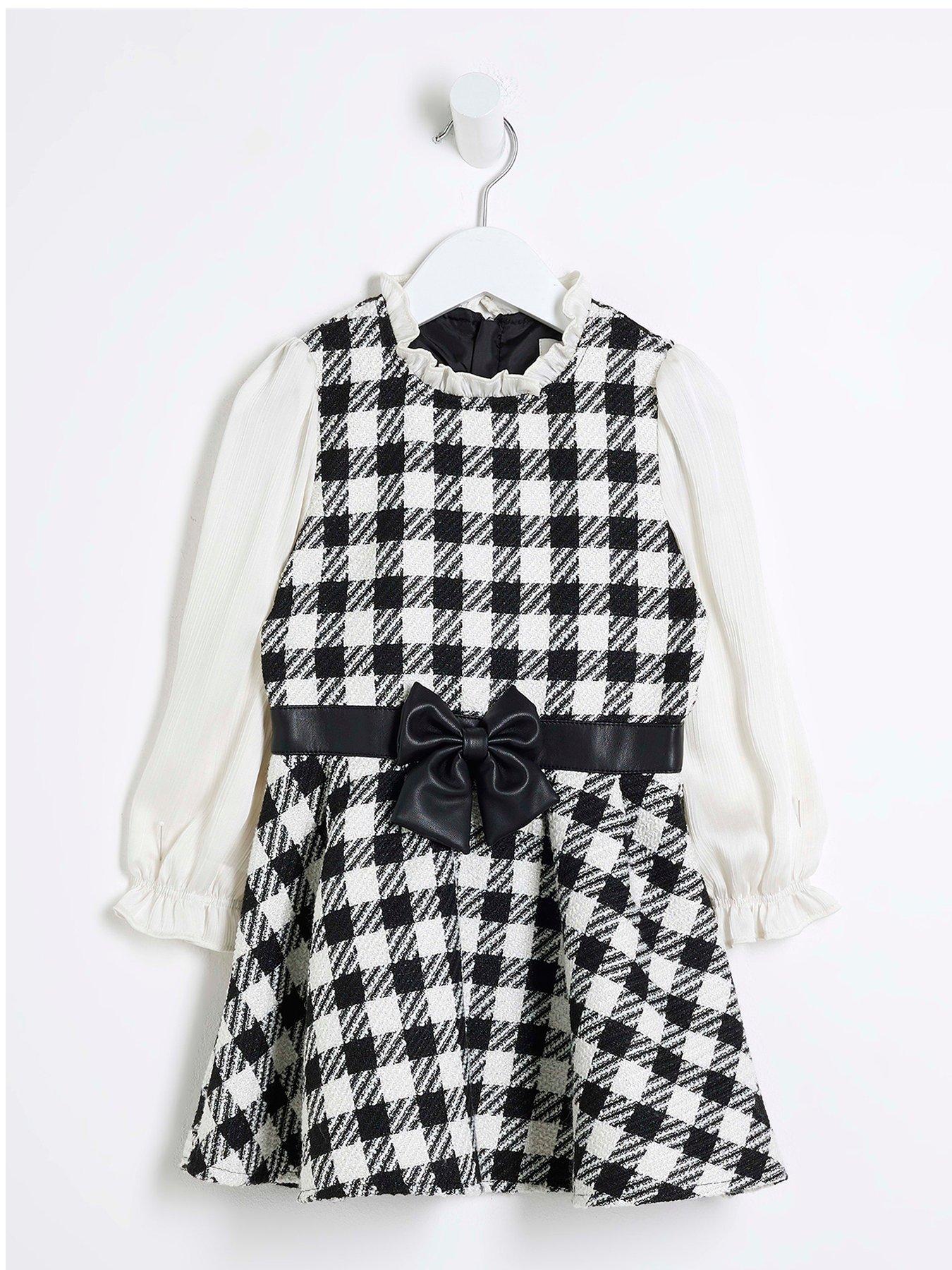 undefined Mini Girl Boucle Mono Skater Party Dress - Black