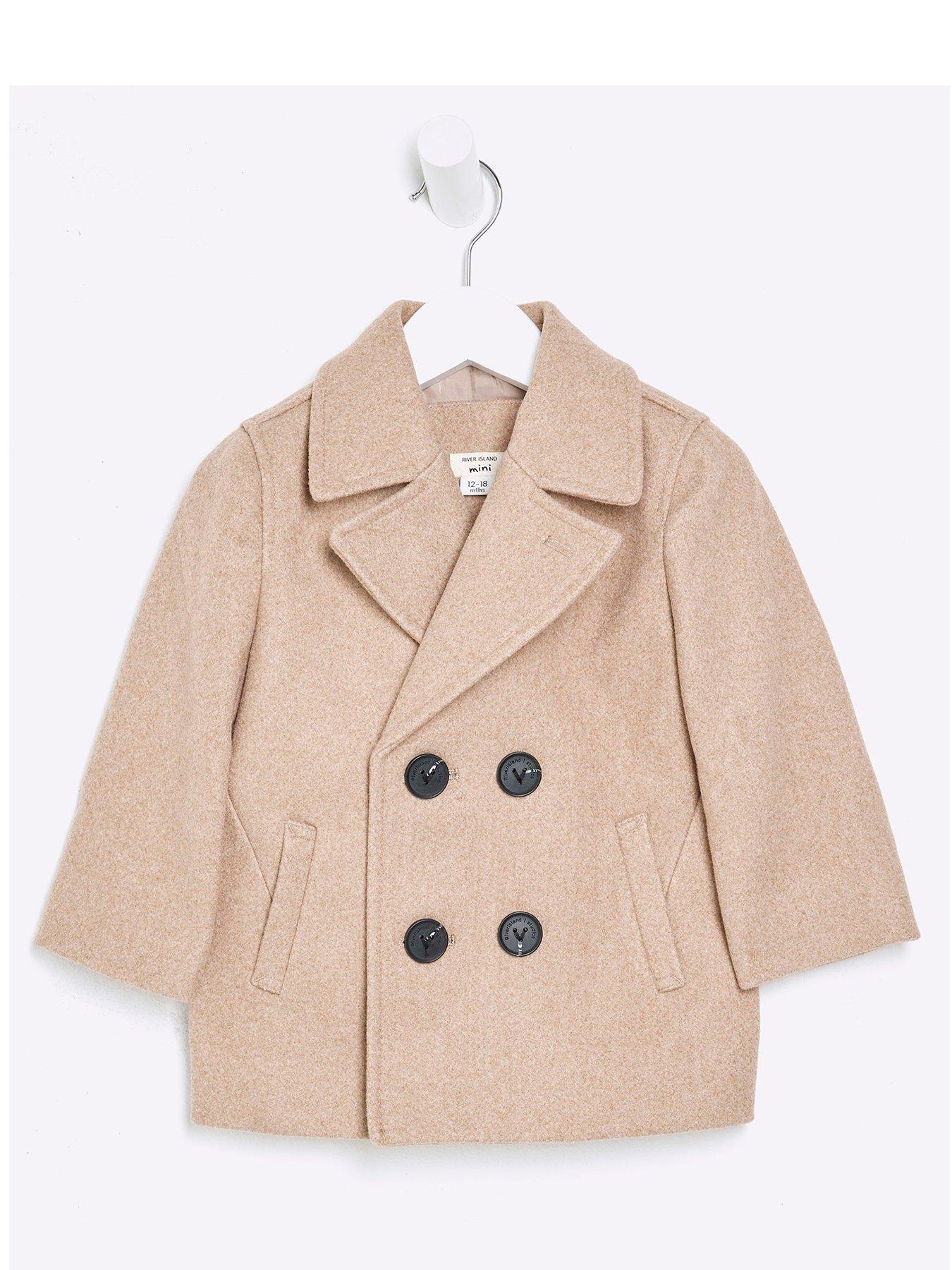 undefined Buttoned Padded Peacoat - Beige