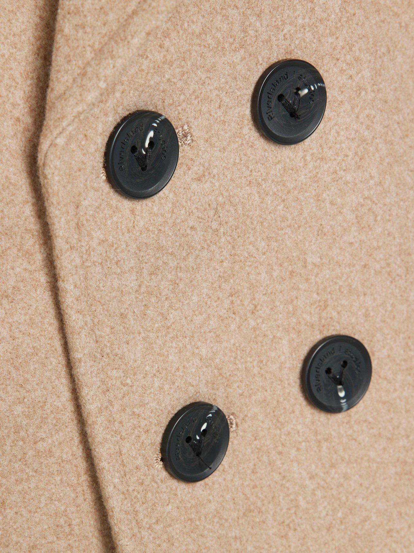  image of river-island-mini-buttoned-padded-peacoat-beige