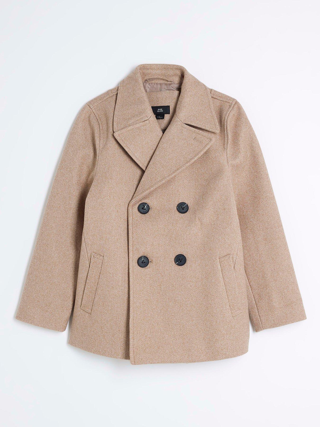 undefined Buttoned Padded Peacoat - Beige