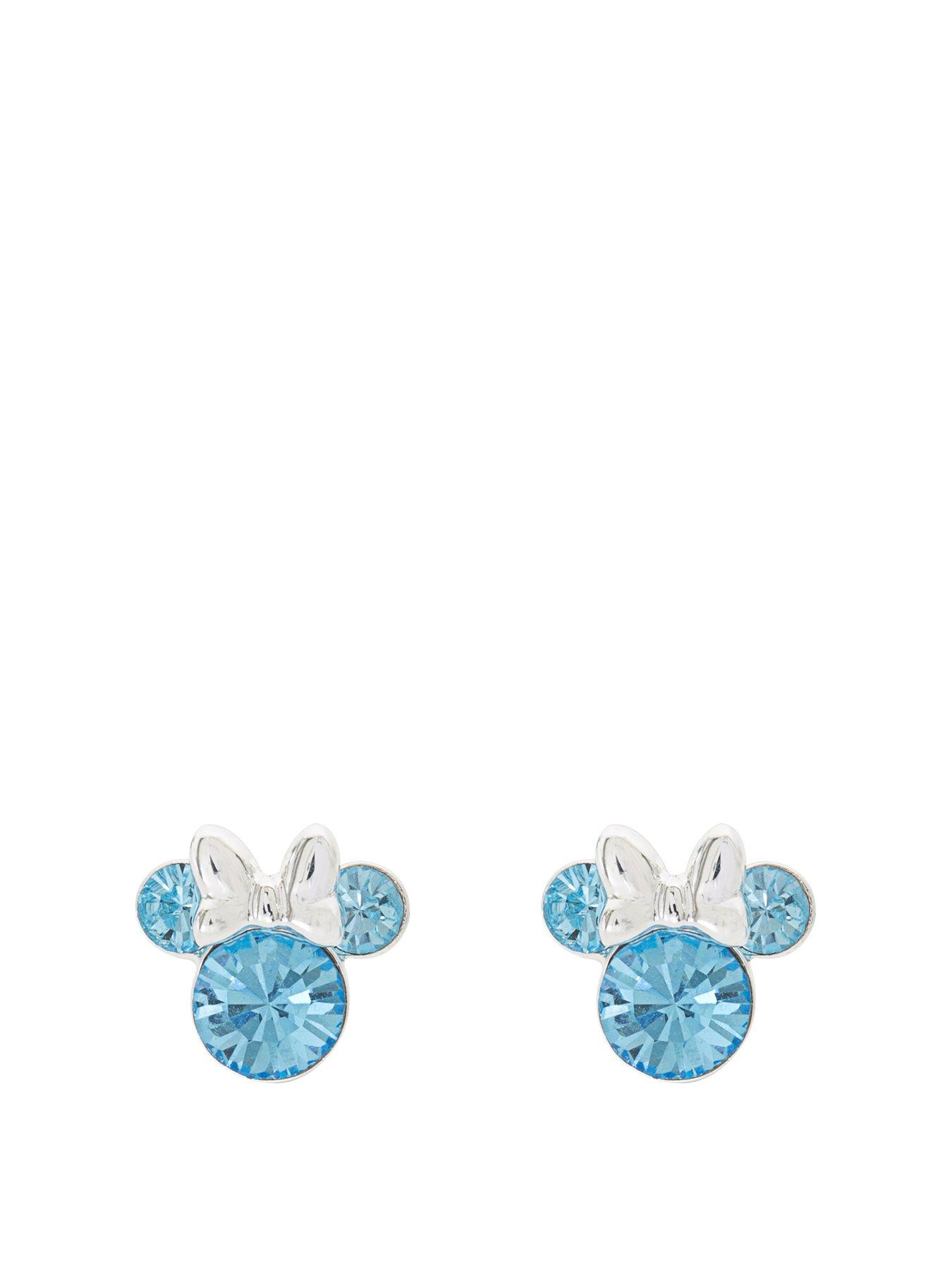 Disney Minnie Silver Plated March Birthstone Stud Earrings