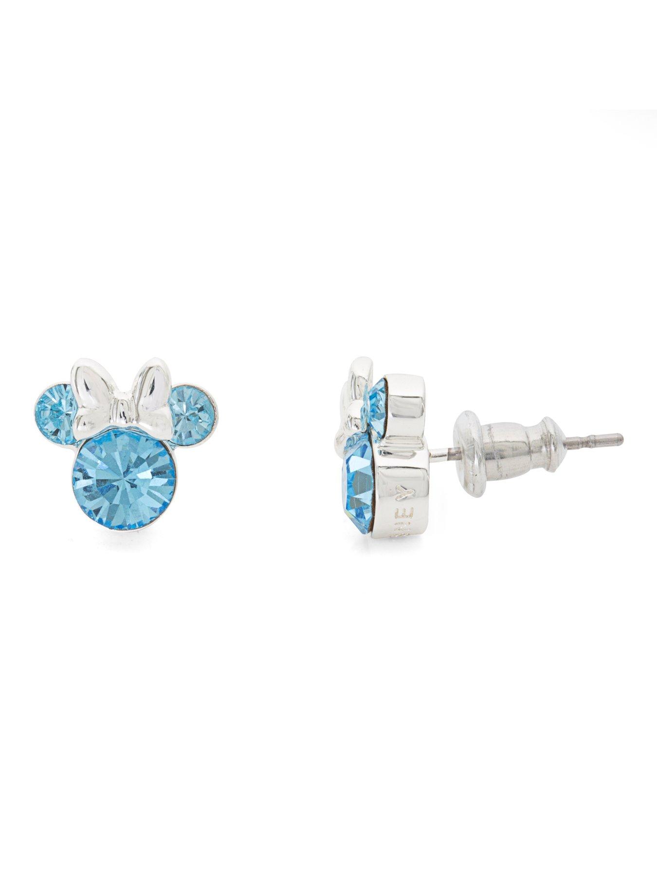 Image 2 of 3 of Disney Minnie Silver Plated March Birthstone Stud Earrings