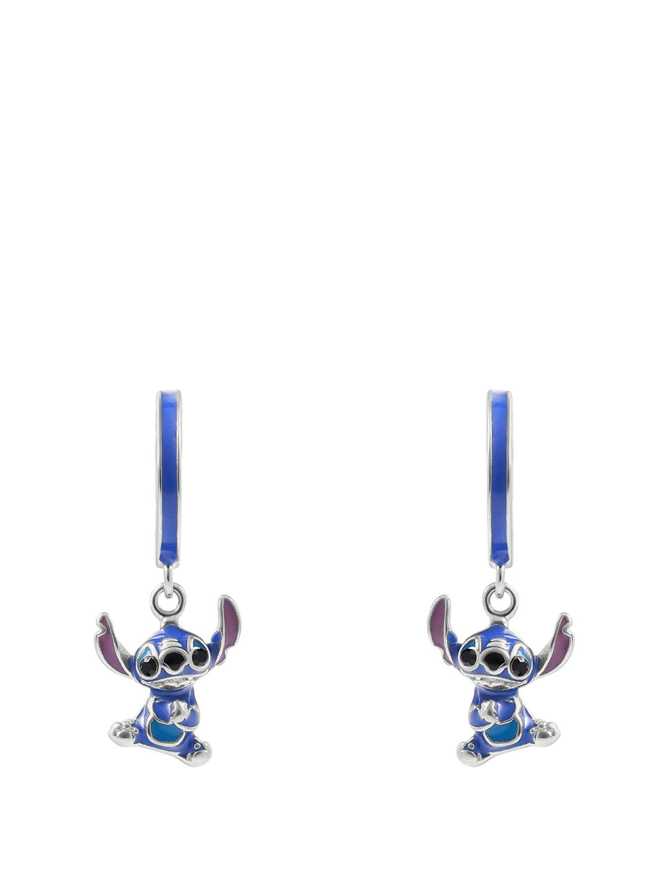 Disney Lilo and Stitch Blue Enamel Hoop Earrings