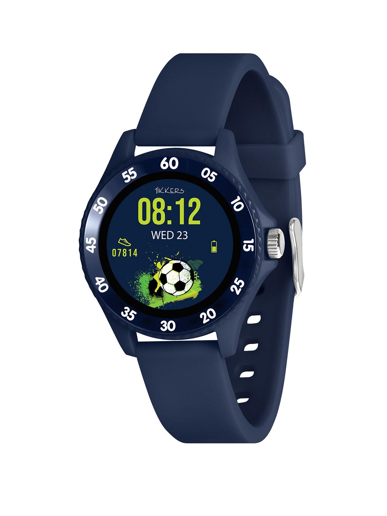  image of tikkers-smart-series-34-navy-silicone-strap-smart-watch