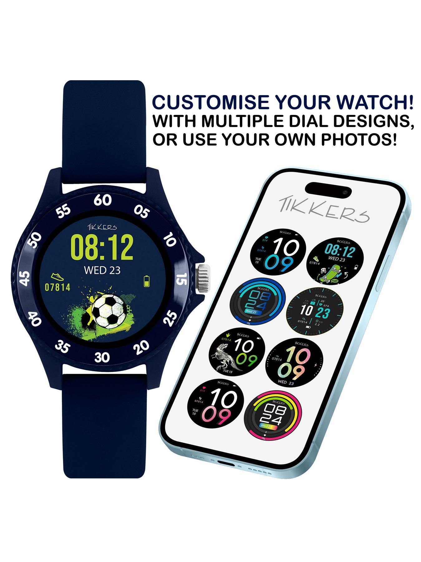  image of tikkers-smart-series-34-navy-silicone-strap-smart-watch