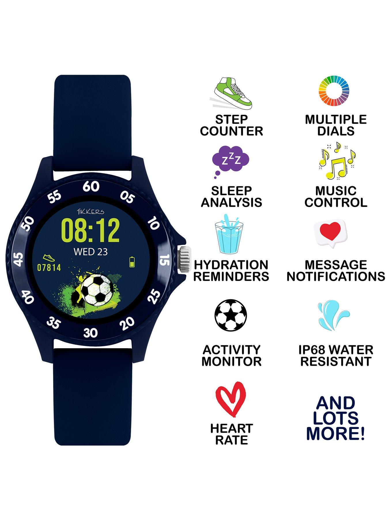  image of tikkers-smart-series-34-navy-silicone-strap-smart-watch