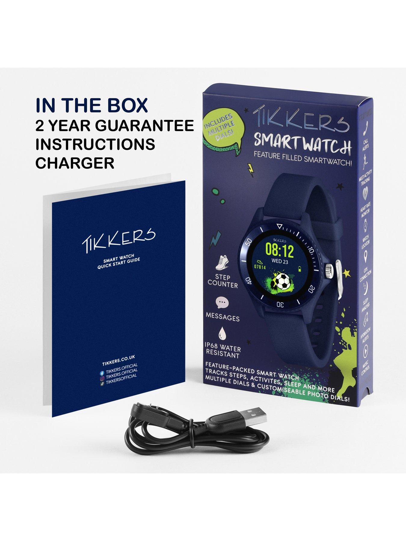  image of tikkers-smart-series-34-navy-silicone-strap-smart-watch