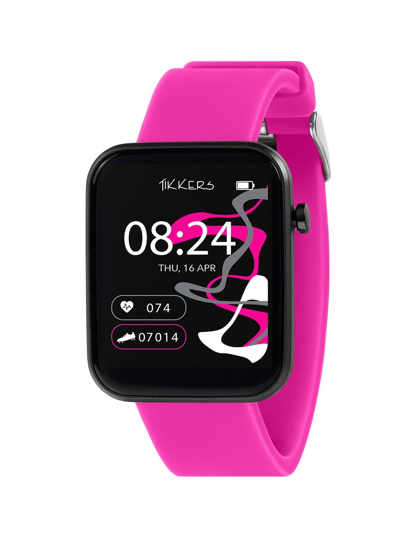 Image 1 of 6 of Tikkers Smart Series 13 Pink Silicone Strap Smart Watch