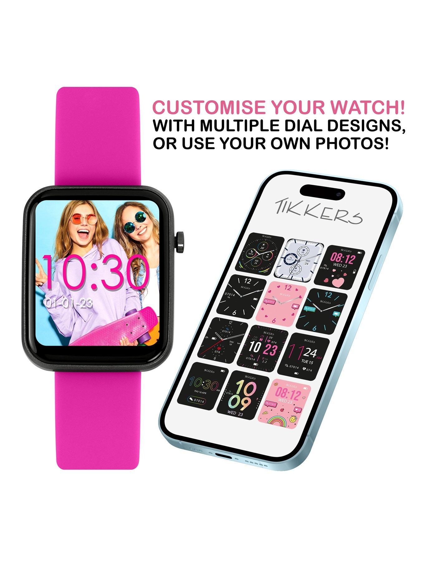 Image 2 of 6 of Tikkers Smart Series 13 Pink Silicone Strap Smart Watch