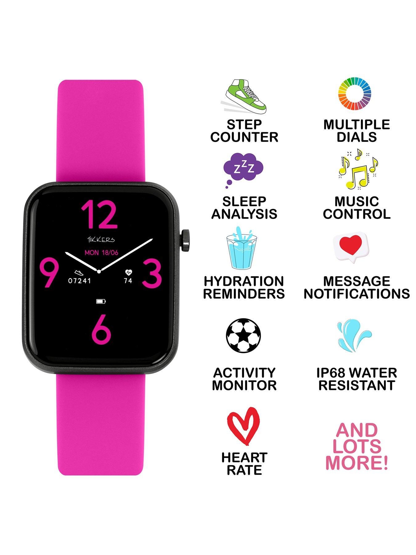 Image 4 of 6 of Tikkers Smart Series 13 Pink Silicone Strap Smart Watch