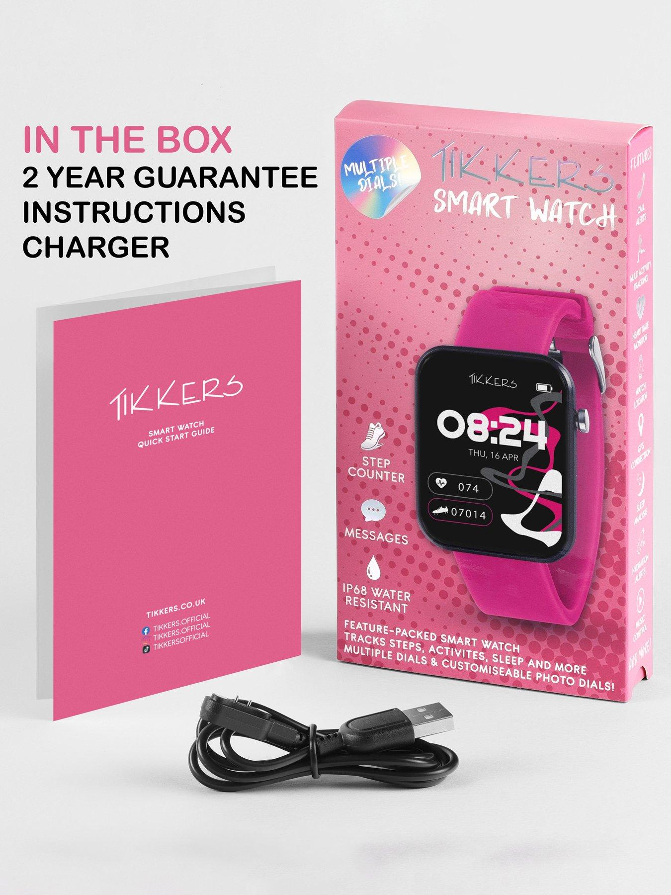 Image 6 of 6 of Tikkers Smart Series 13 Pink Silicone Strap Smart Watch