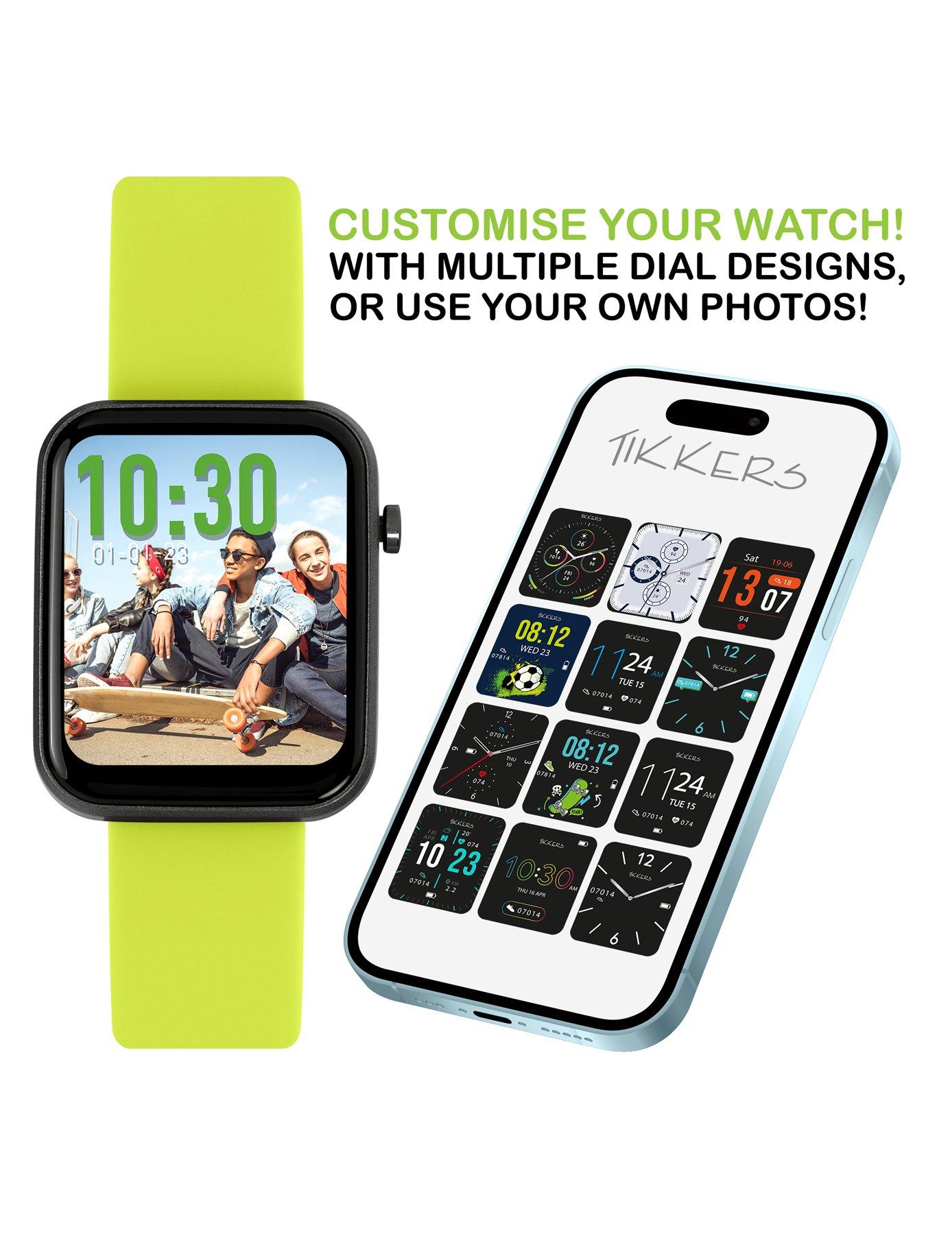  image of tikkers-smart-series-13-green-silicone-strap-smart-watch