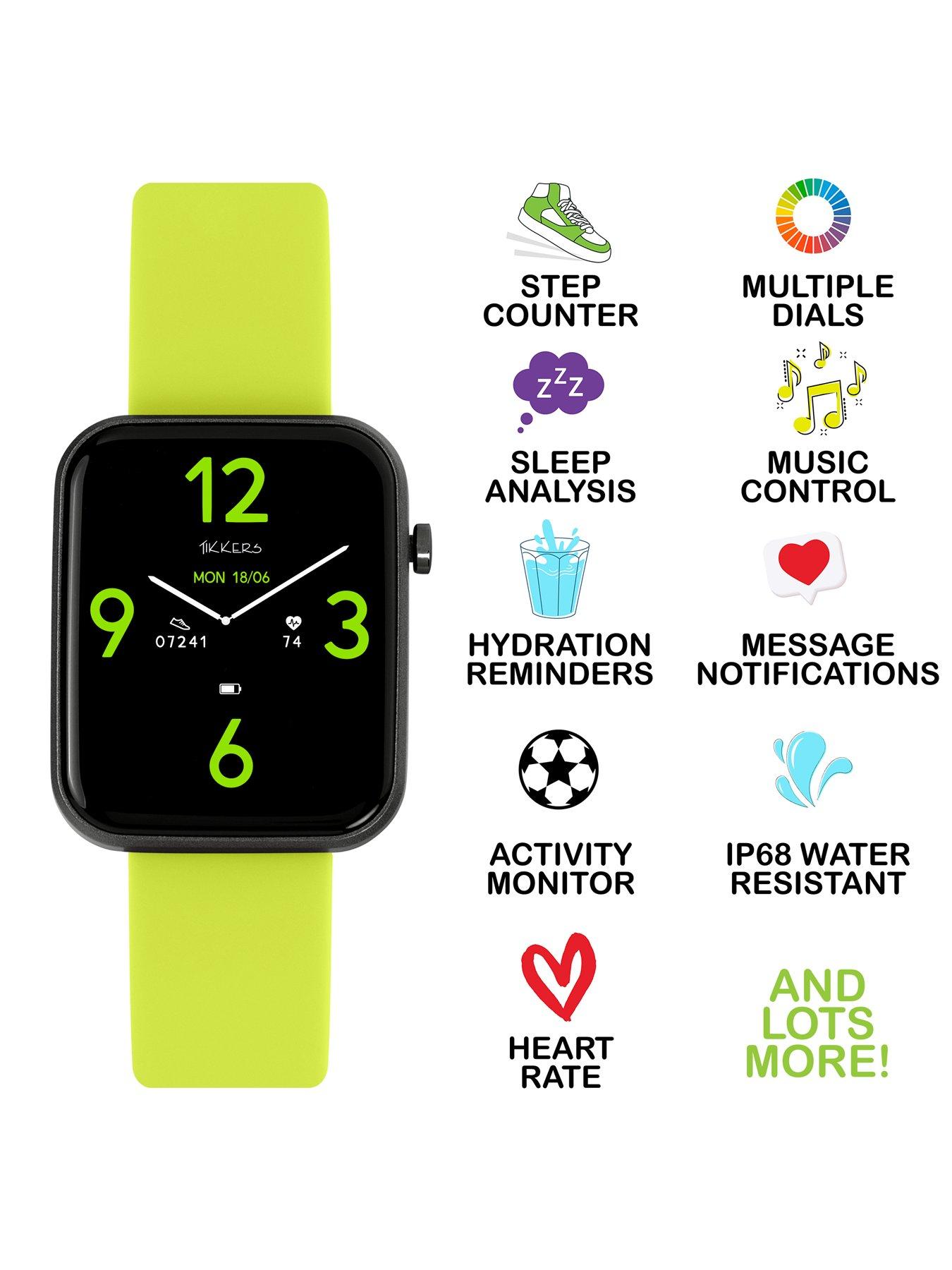  image of tikkers-smart-series-13-green-silicone-strap-smart-watch