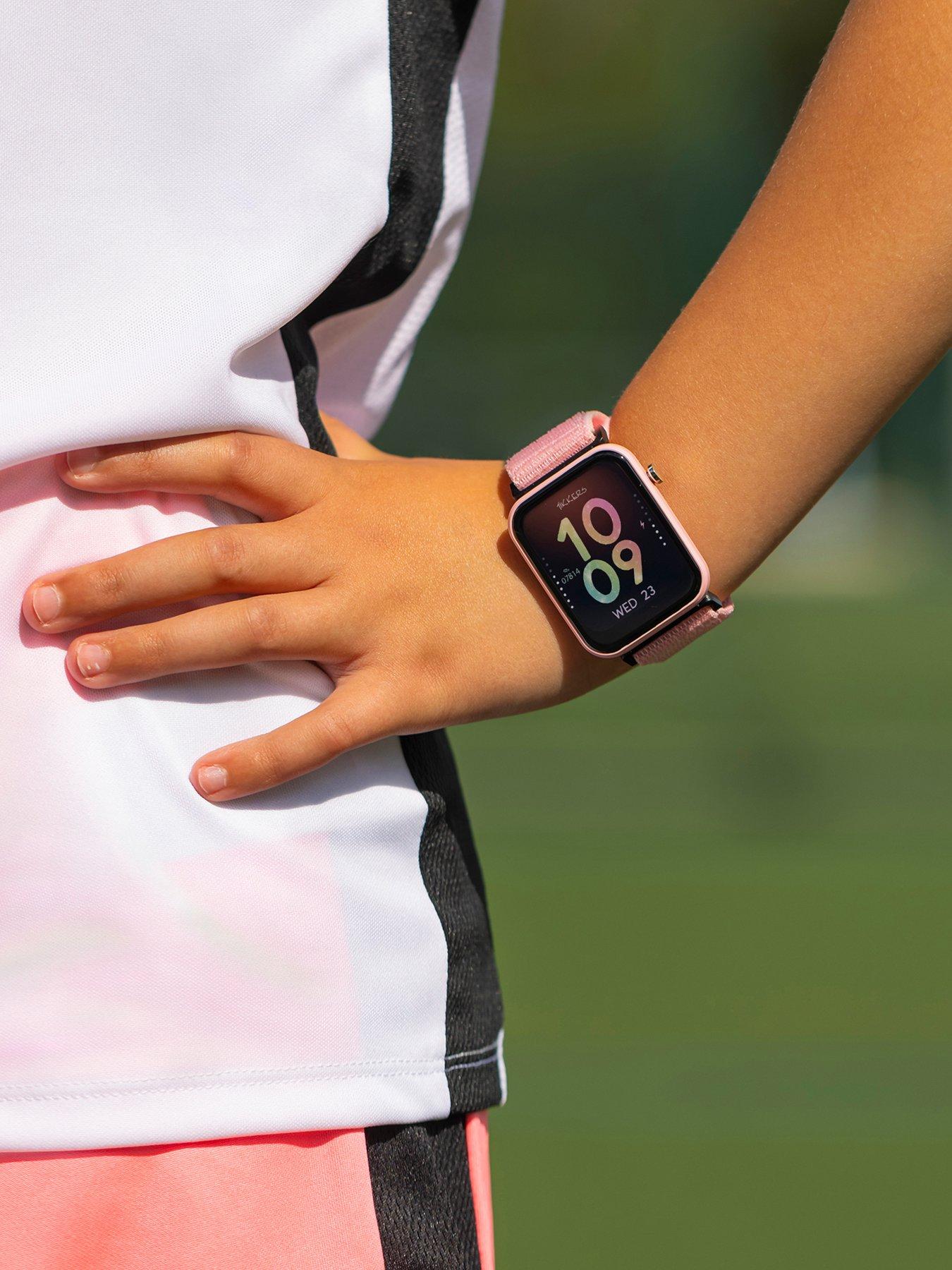  image of tikkers-smart-series-13-pink-riptape-strap-smart-watch