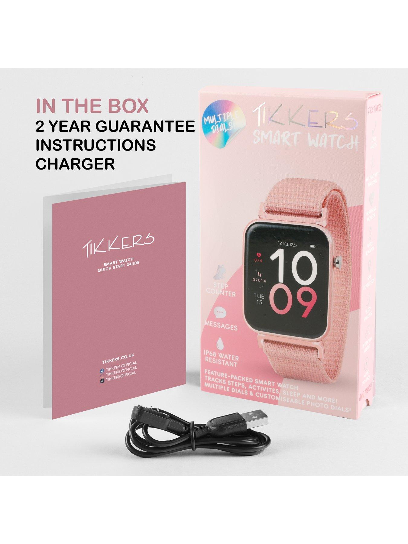  image of tikkers-smart-series-13-pink-riptape-strap-smart-watch