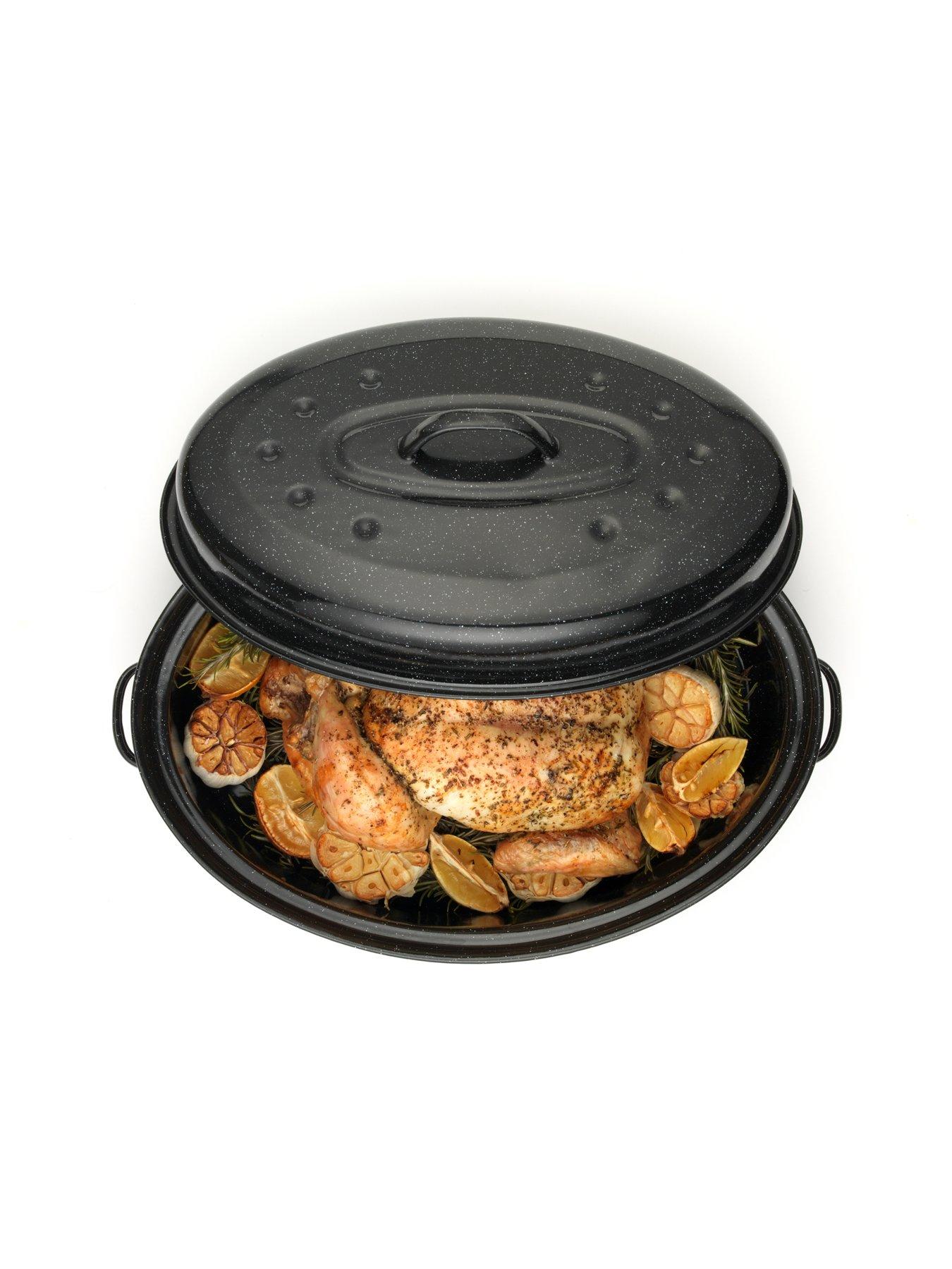 image of russell-hobbs-self-basting-38-cm-vitreous-enamel-roaster-and-lid