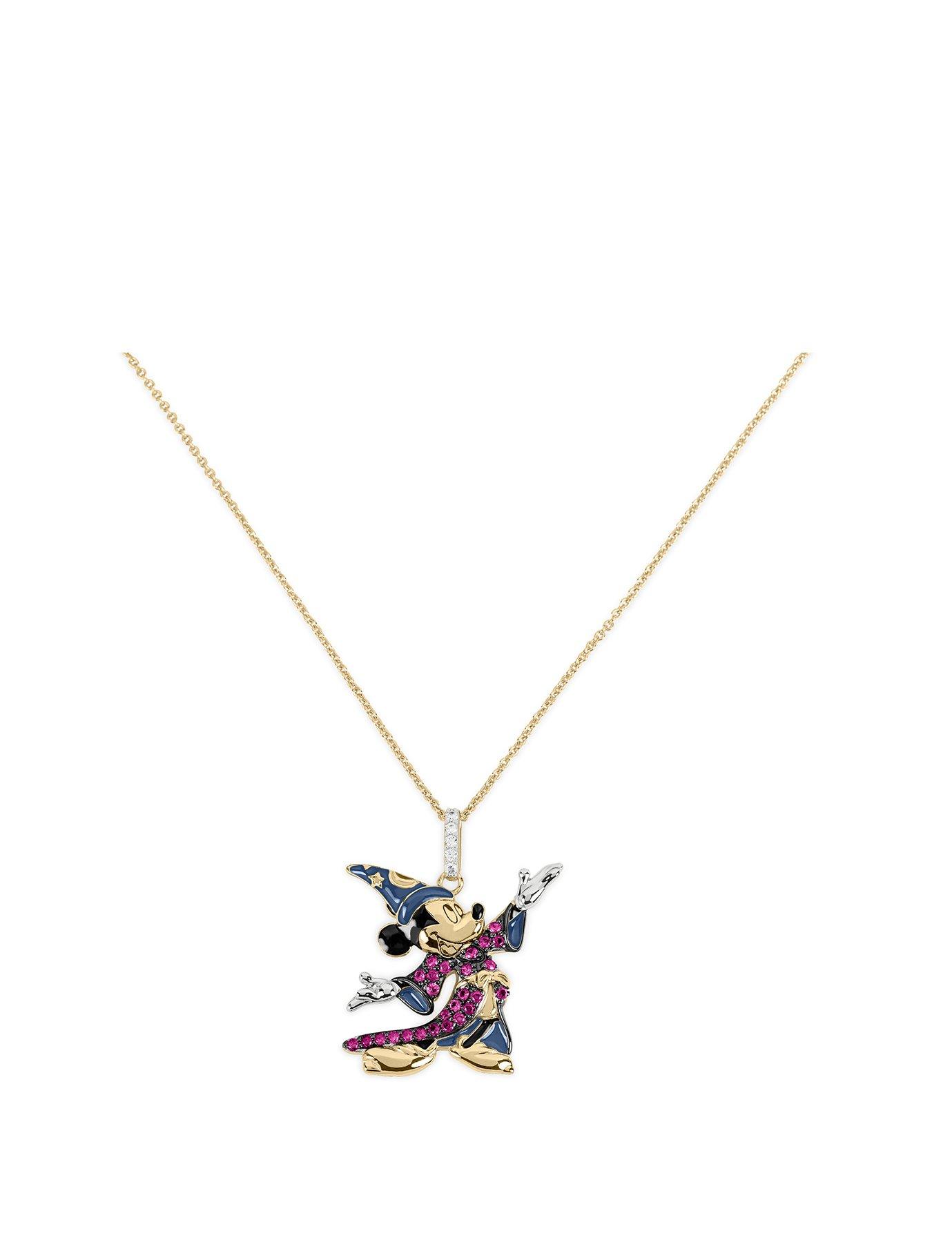 undefined 100 Mickey Mouse 18 Carat Yellow Gold Plated Pendant with Ruby  &  Cubic Zirconia Stones