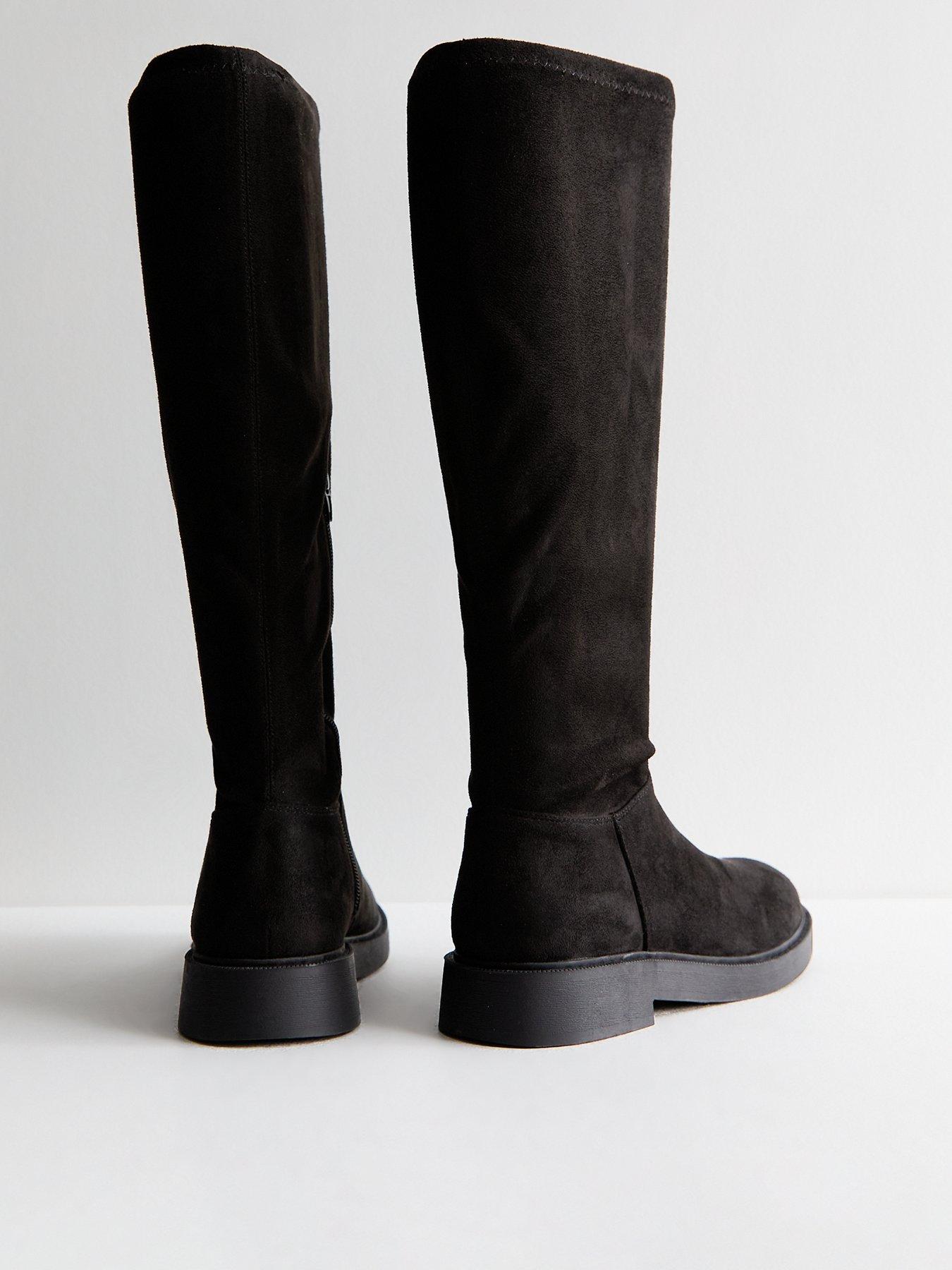 New Look Wide Fit Suedette Zipped Knee High Boots - Black | Littlewoods