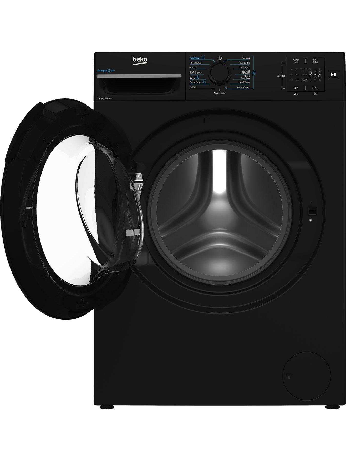  image of beko-bm3wt3941b-9kg-wash-1400-spinnbspwashing-machinenbsp--black-a-rated