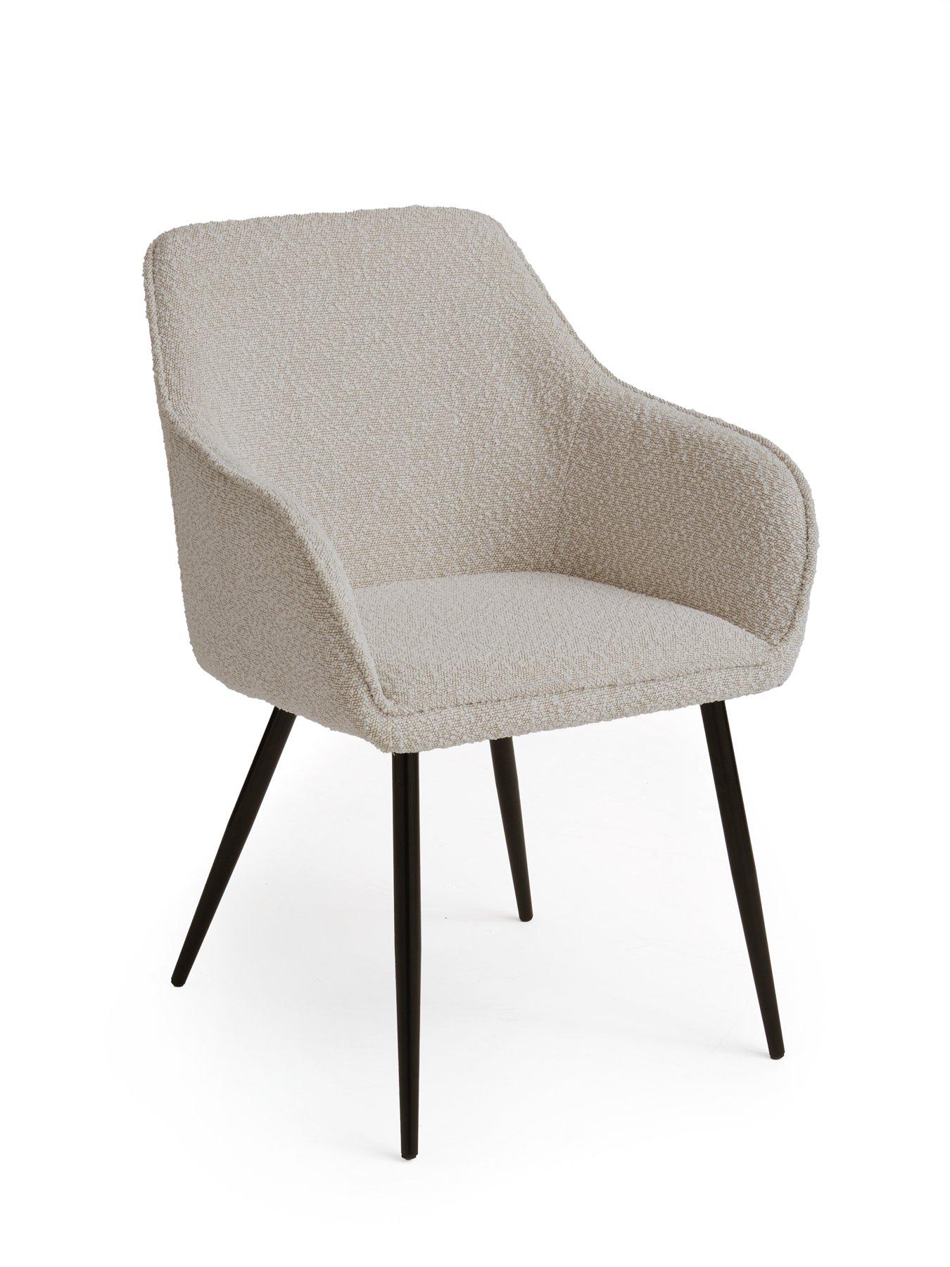  image of very-home-chopstick-160nbspcm-wood-top-dining-table-6-alisha-boucle-chairs-browncream